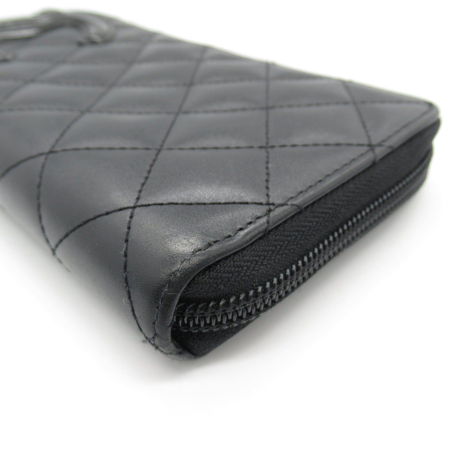 Chanel Chanel Cambon Round Long Wallet Zipper Leather Enamel Black Silver Hardware Size ONE SIZE - 12 Thumbnail