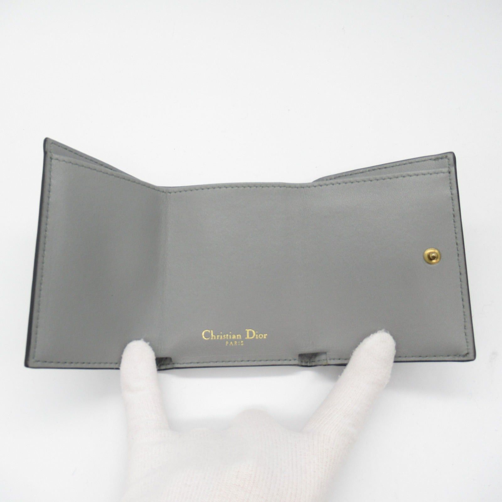 Dior Dior Saddle Trifold Wallet Leather Gray Size ONE SIZE - 5 Thumbnail