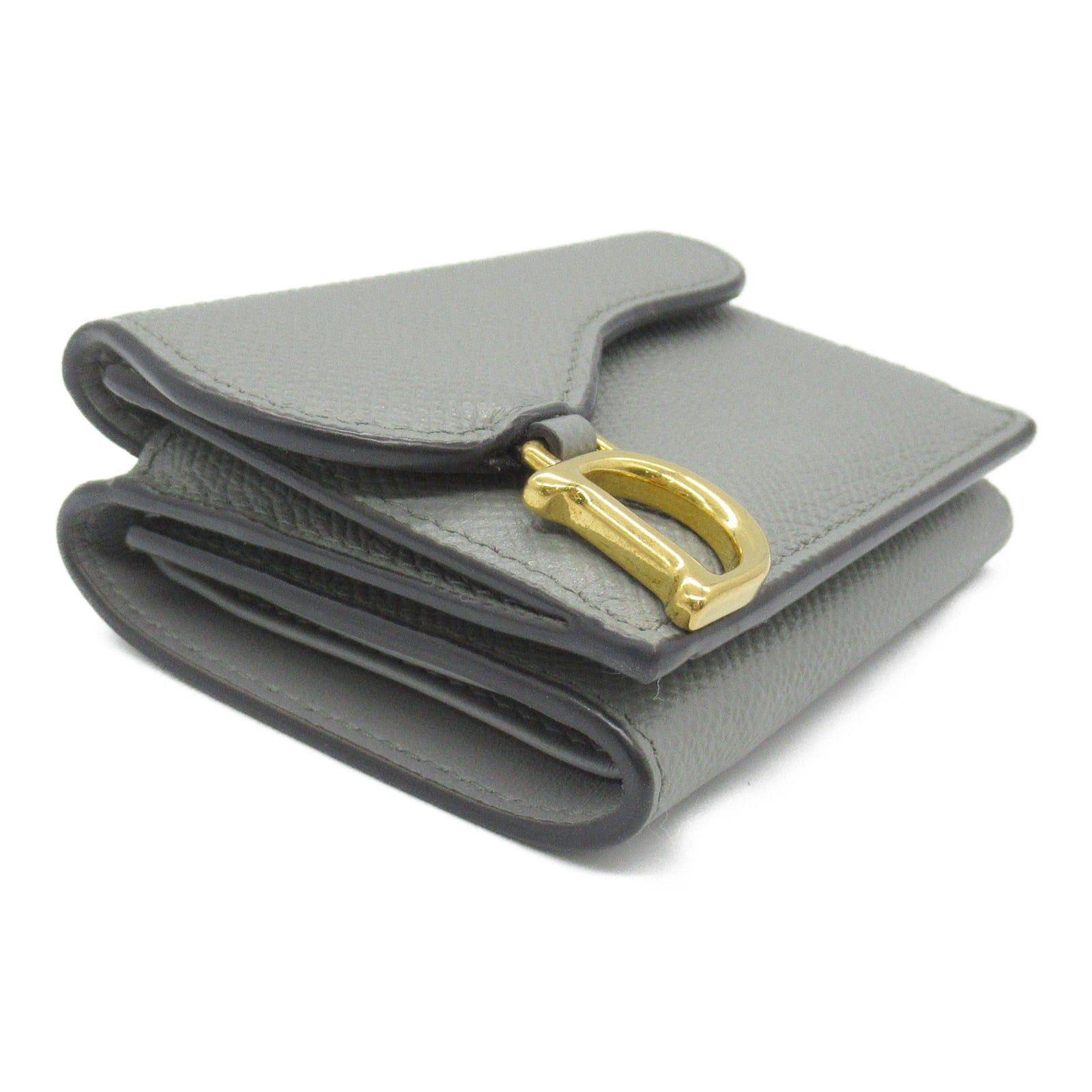 Dior Dior Saddle Trifold Wallet Leather Gray Size ONE SIZE - 3 Thumbnail