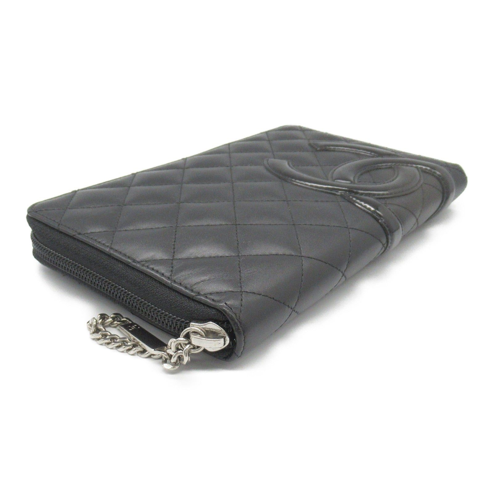 Chanel Chanel Cambon Round Long Wallet Zipper Leather Enamel Black Silver Hardware Size ONE SIZE - 3 Thumbnail