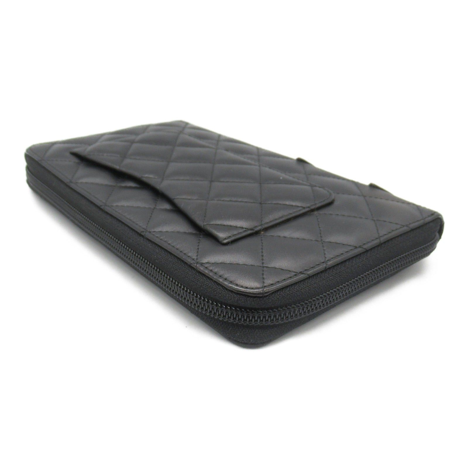 Chanel Chanel Cambon Round Long Wallet Zipper Leather Enamel Black Silver Hardware Size ONE SIZE - 4 Thumbnail