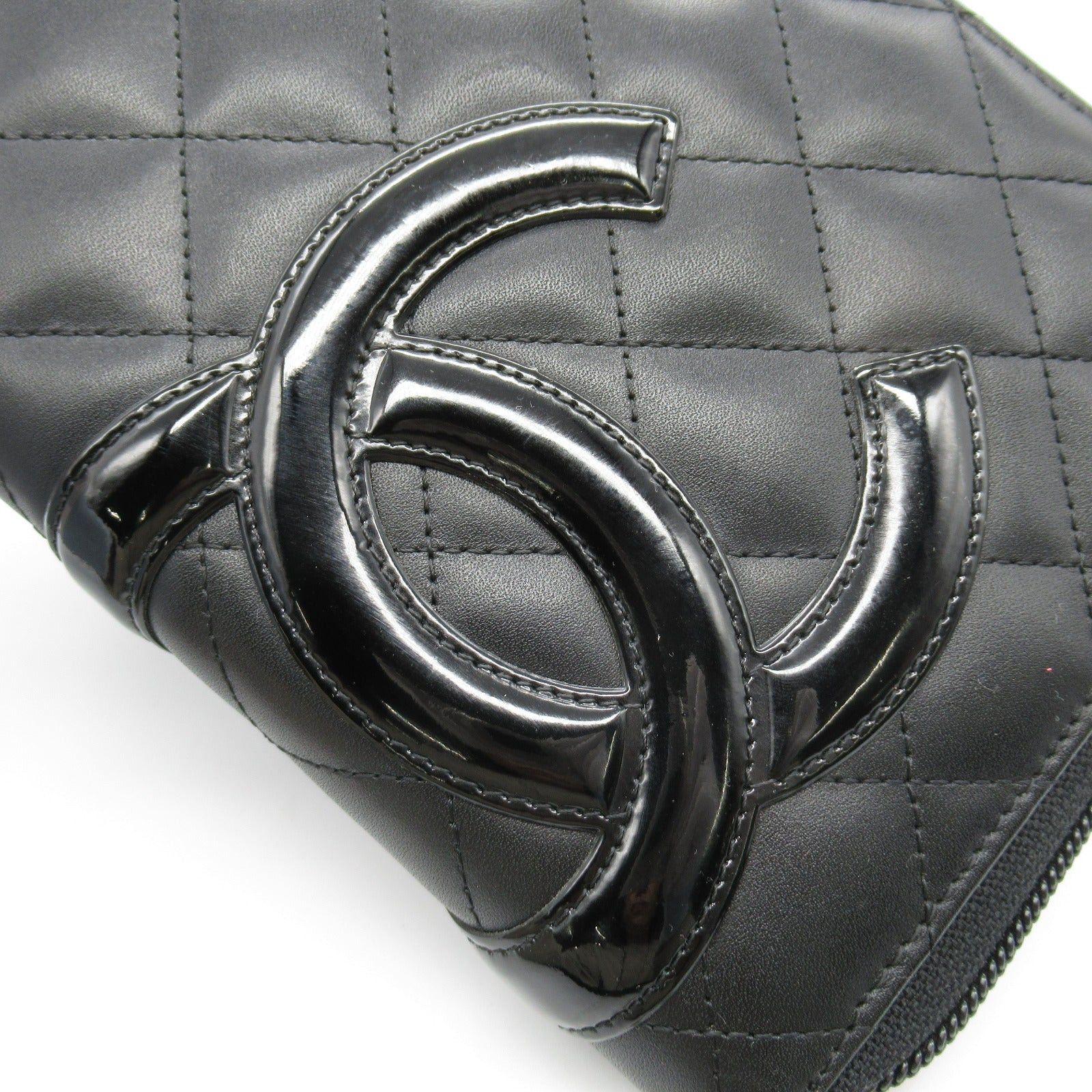 Chanel Chanel Cambon Round Long Wallet Zipper Leather Enamel Black Silver Hardware Size ONE SIZE - 13 Thumbnail