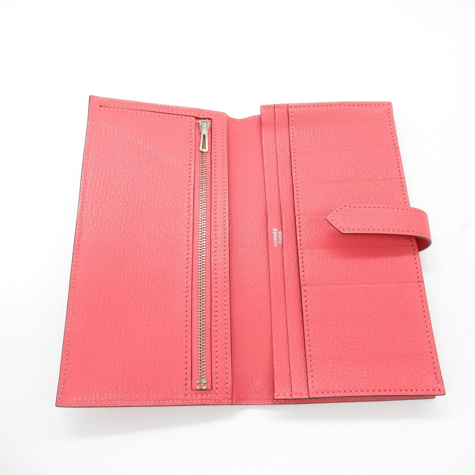 Hermes Hermes Bear Souffle Rose Lipstick Bi-Fold Long Wallet Leather Chevre Pink Silver Hardware X Stamp Size ONE SIZE - 5 Thumbnail