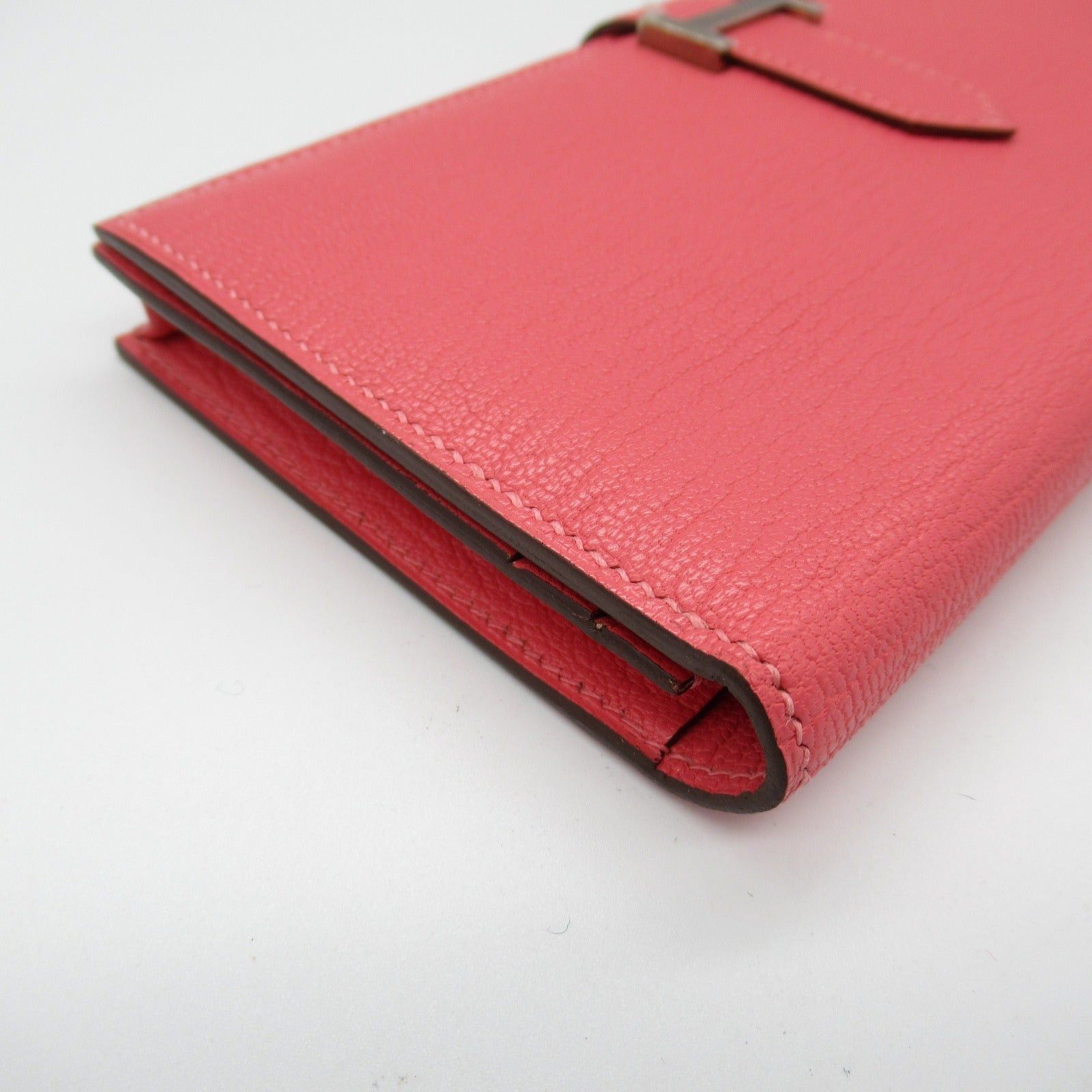 Hermes Hermes Bear Souffle Rose Lipstick Bi-Fold Long Wallet Leather Chevre Pink Silver Hardware X Stamp Size ONE SIZE - 9 Thumbnail