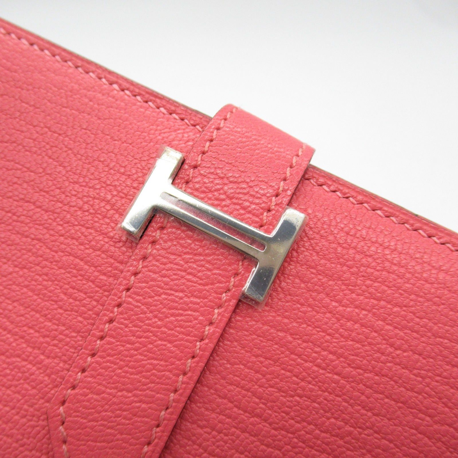 Hermes Hermes Bear Souffle Rose Lipstick Bi-Fold Long Wallet Leather Chevre Pink Silver Hardware X Stamp Size ONE SIZE - 8 Thumbnail