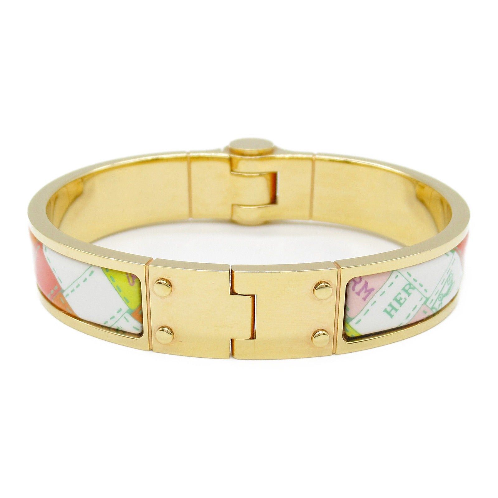 Hermes Hermes Bolduc Au Carre Charnier Bracelet Enamel Gp (Gold Plated) Gold Multicolor Size ONE SIZE - 2 Thumbnail