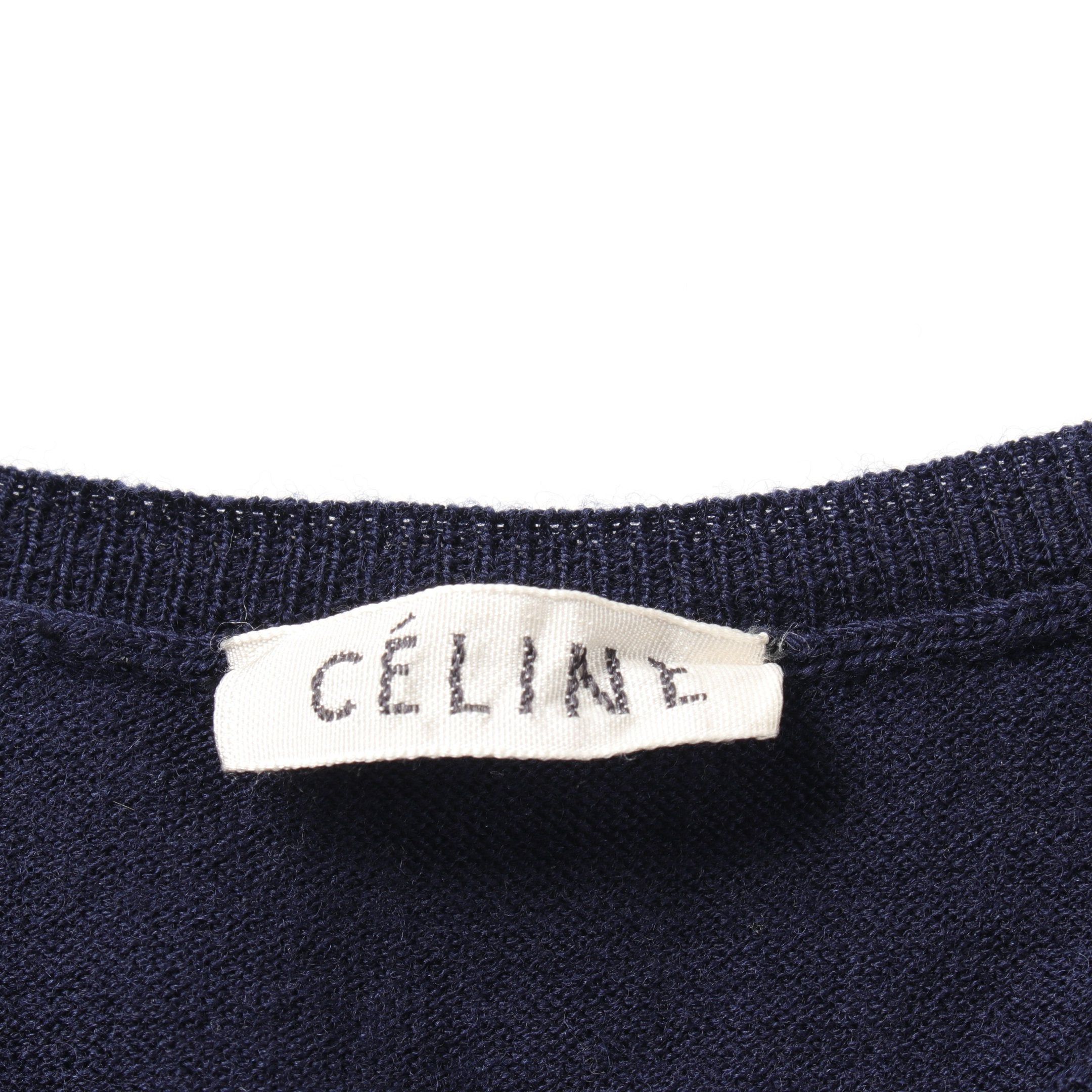 Celine Celine Knit Crew Neck Argyle Wool Navy Gray Size ONE SIZE - 3 Thumbnail