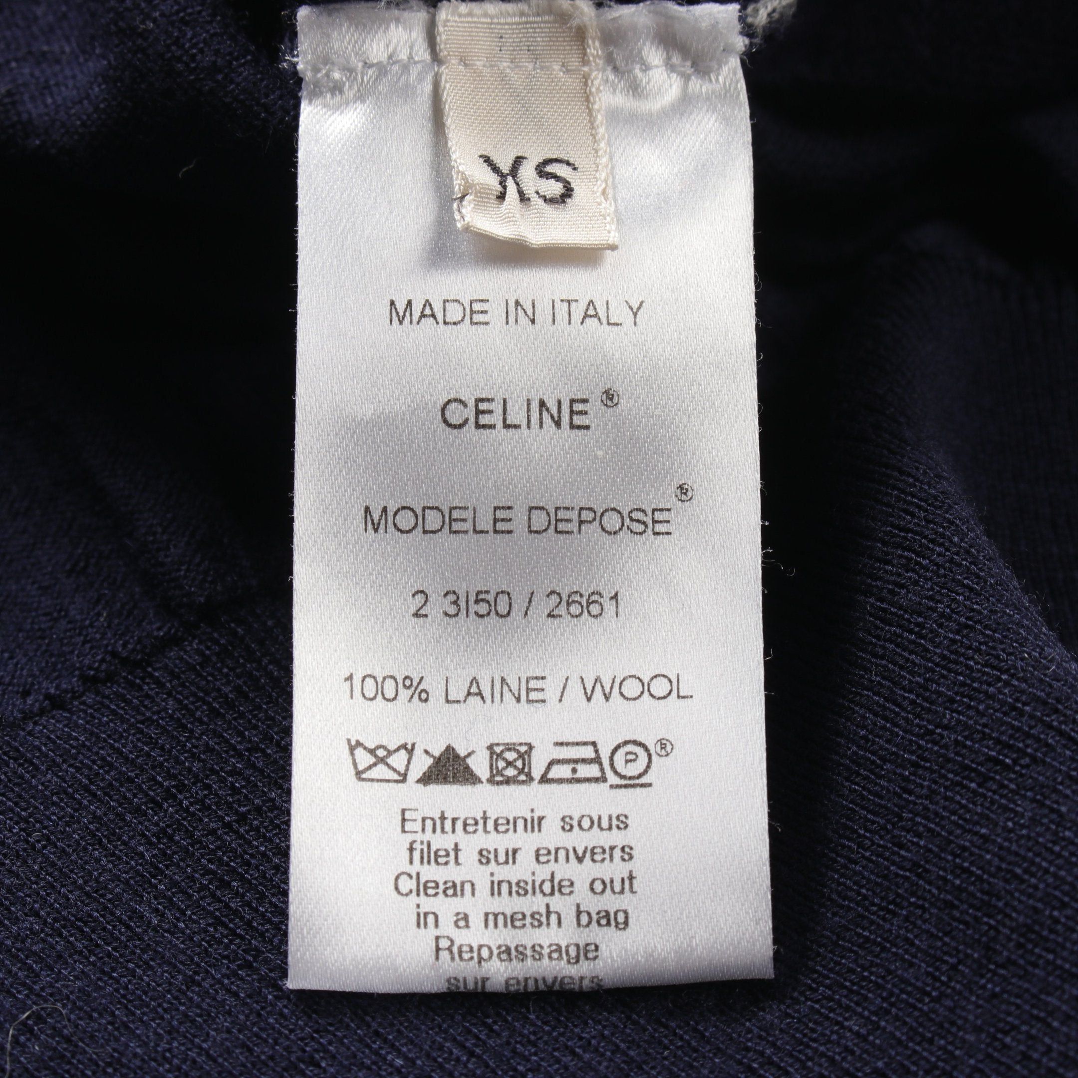 Celine Celine Knit Crew Neck Argyle Wool Navy Gray Size ONE SIZE - 4 Thumbnail
