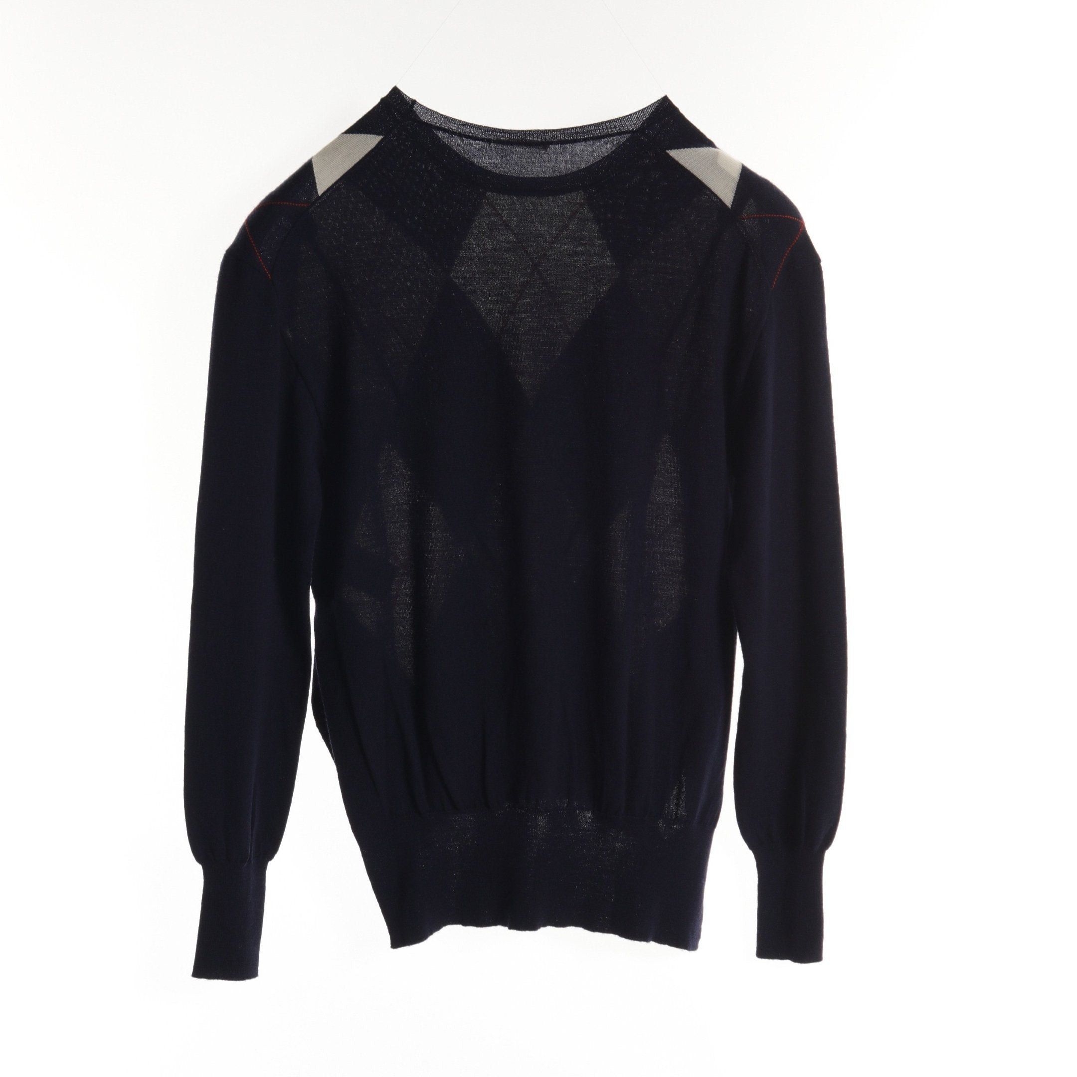 Celine Celine Knit Crew Neck Argyle Wool Navy Gray Size ONE SIZE - 2 Thumbnail