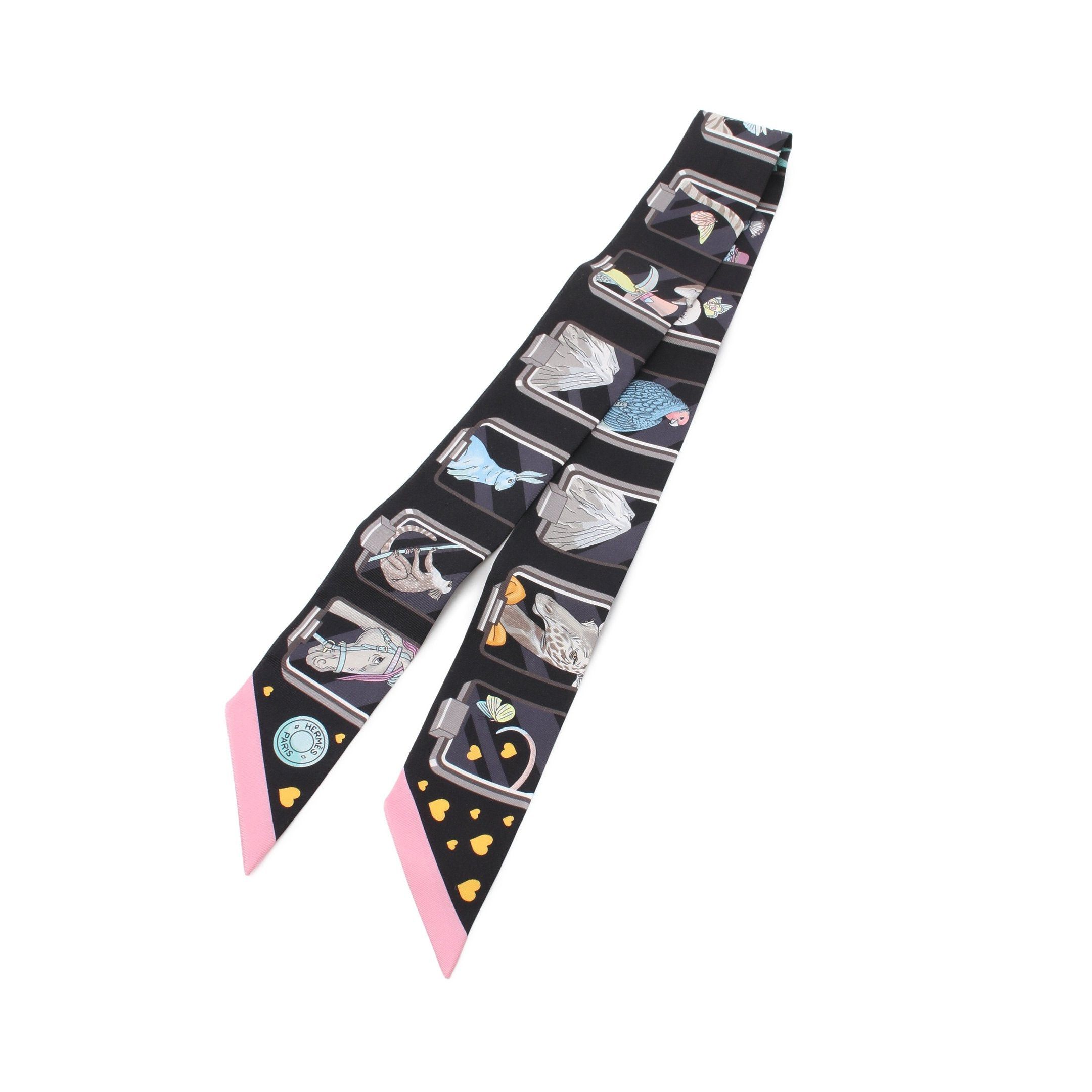 Hermes Hermes Twilly Hermes Story Ribbon Scarf Silk Black Multicolor Size ONE SIZE - 2 Thumbnail