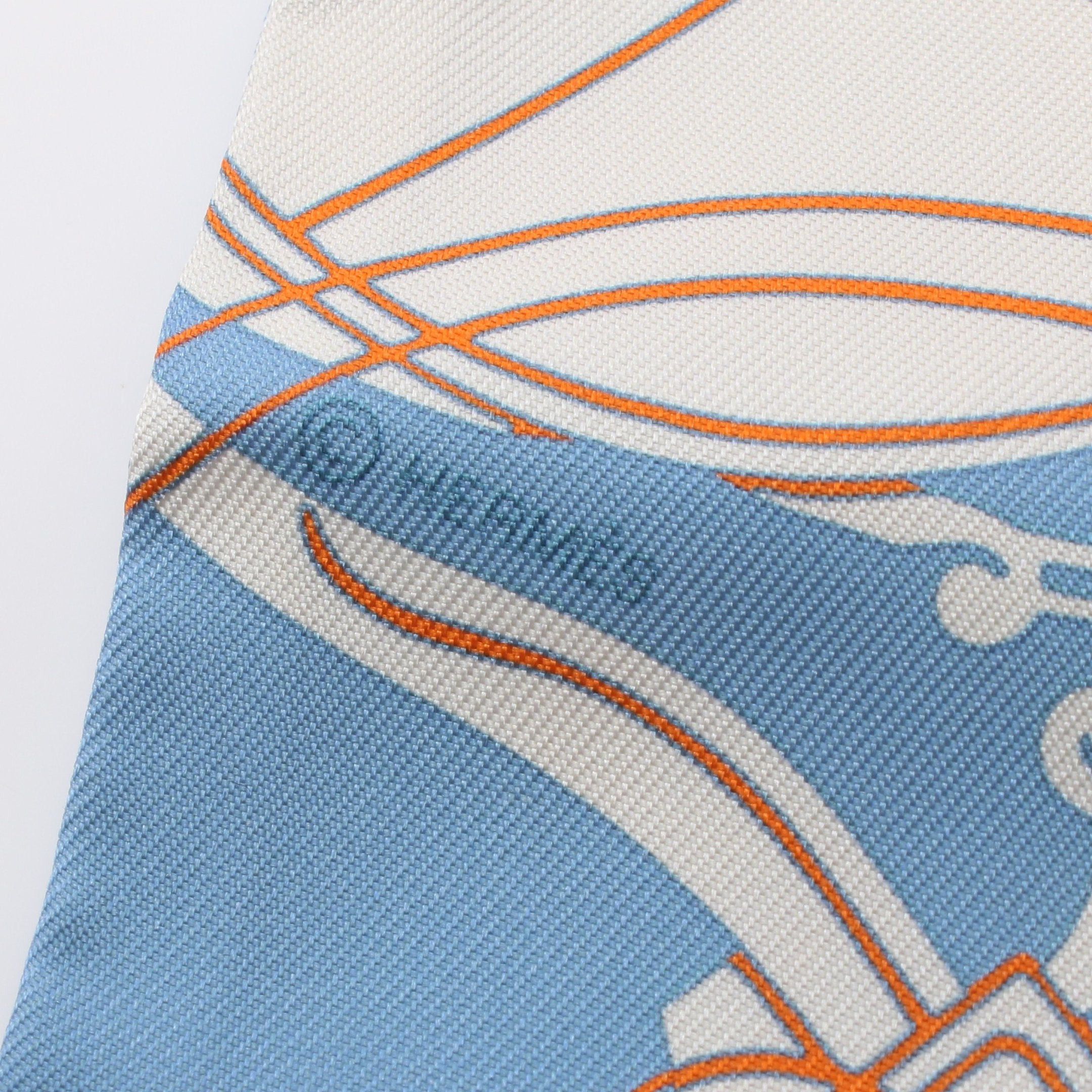 Hermes Hermes Twilly Ex-Libris Ribbon Scarf Silk Blue Multicolor Size ONE SIZE - 2 Thumbnail