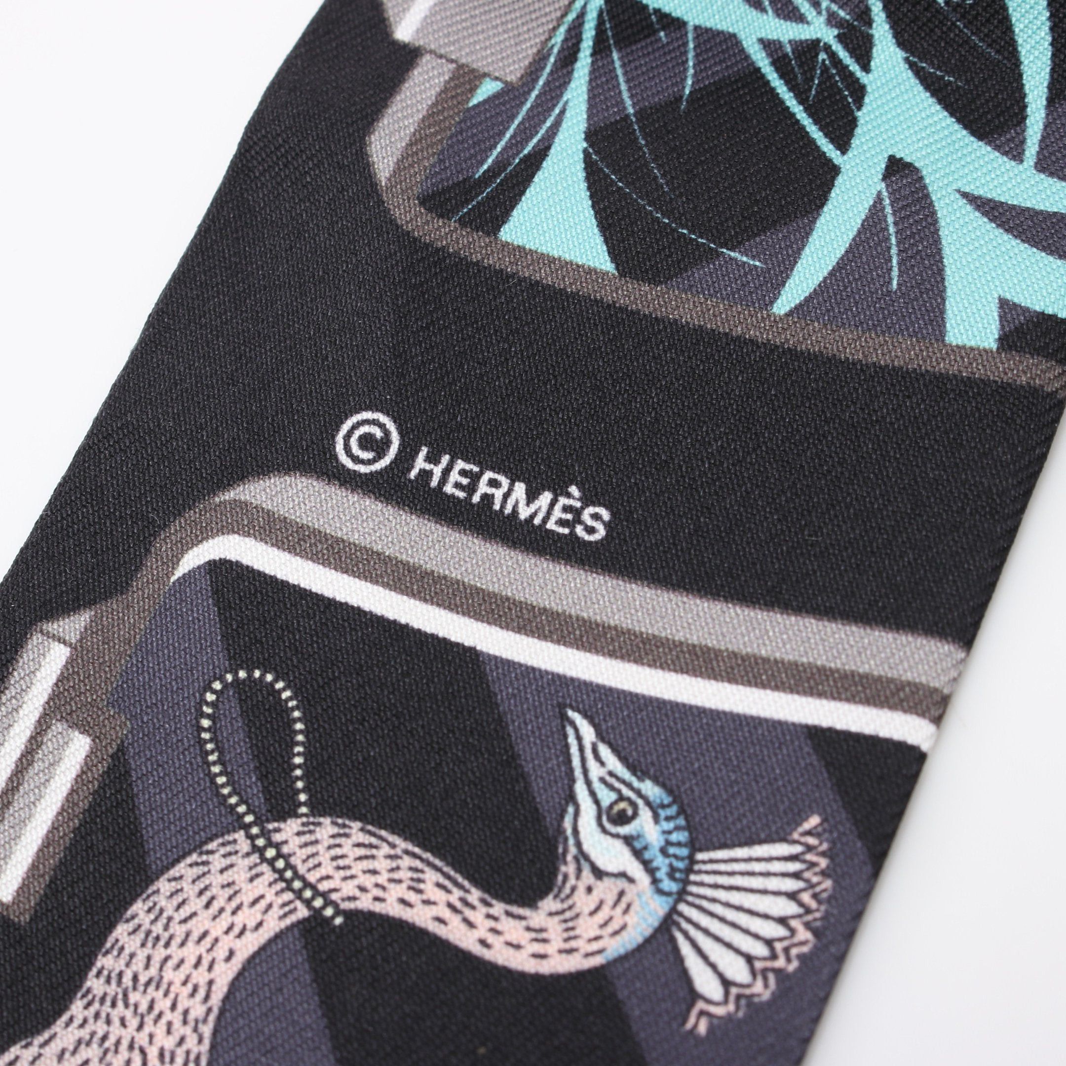 Hermes Hermes Twilly Hermes Story Ribbon Scarf Silk Black Multicolor Size ONE SIZE - 2 Thumbnail
