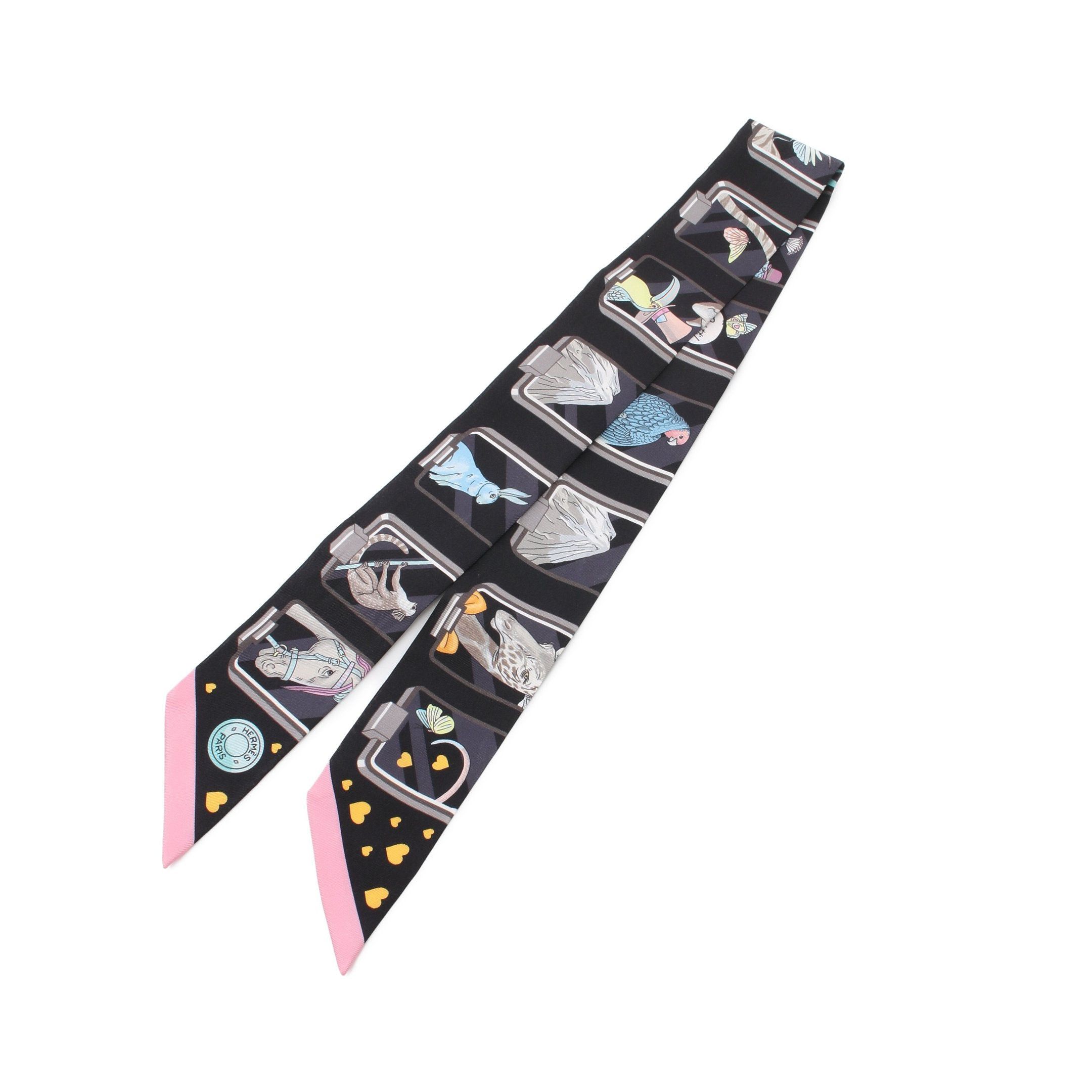 Hermes Hermes Twilly Hermes Story Ribbon Scarf Silk Black Multicolor Size ONE SIZE - 4 Thumbnail