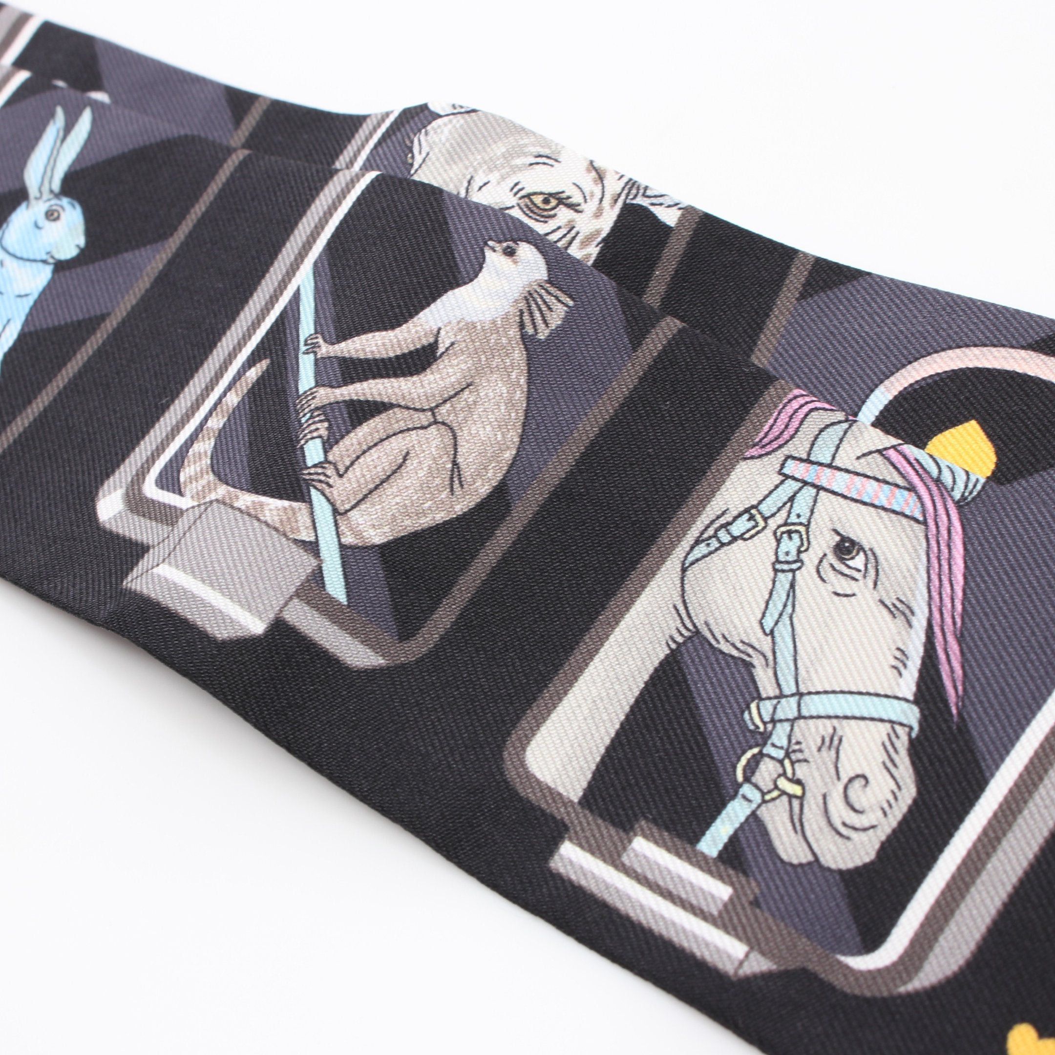 Hermes Hermes Twilly Hermes Story Ribbon Scarf Silk Black Multicolor Size ONE SIZE - 5 Thumbnail
