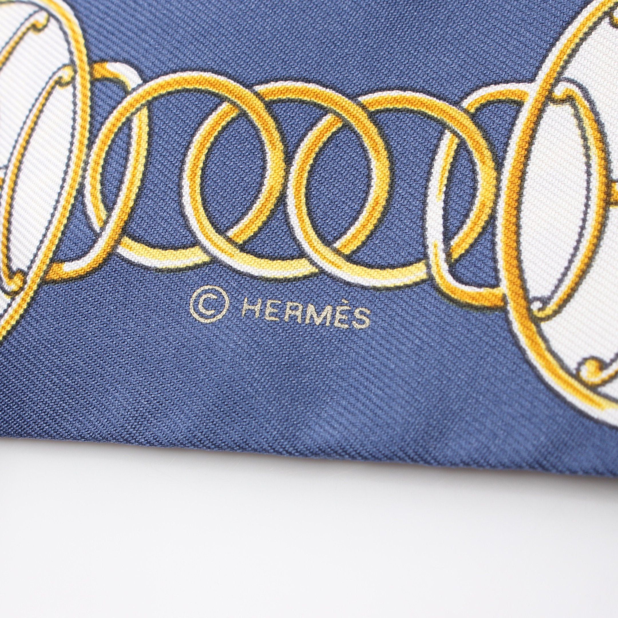 Hermes Hermes Twilly Lift Profile Ribbon Scarf Silk Dark Blue Multicolor Size ONE SIZE - 2 Thumbnail
