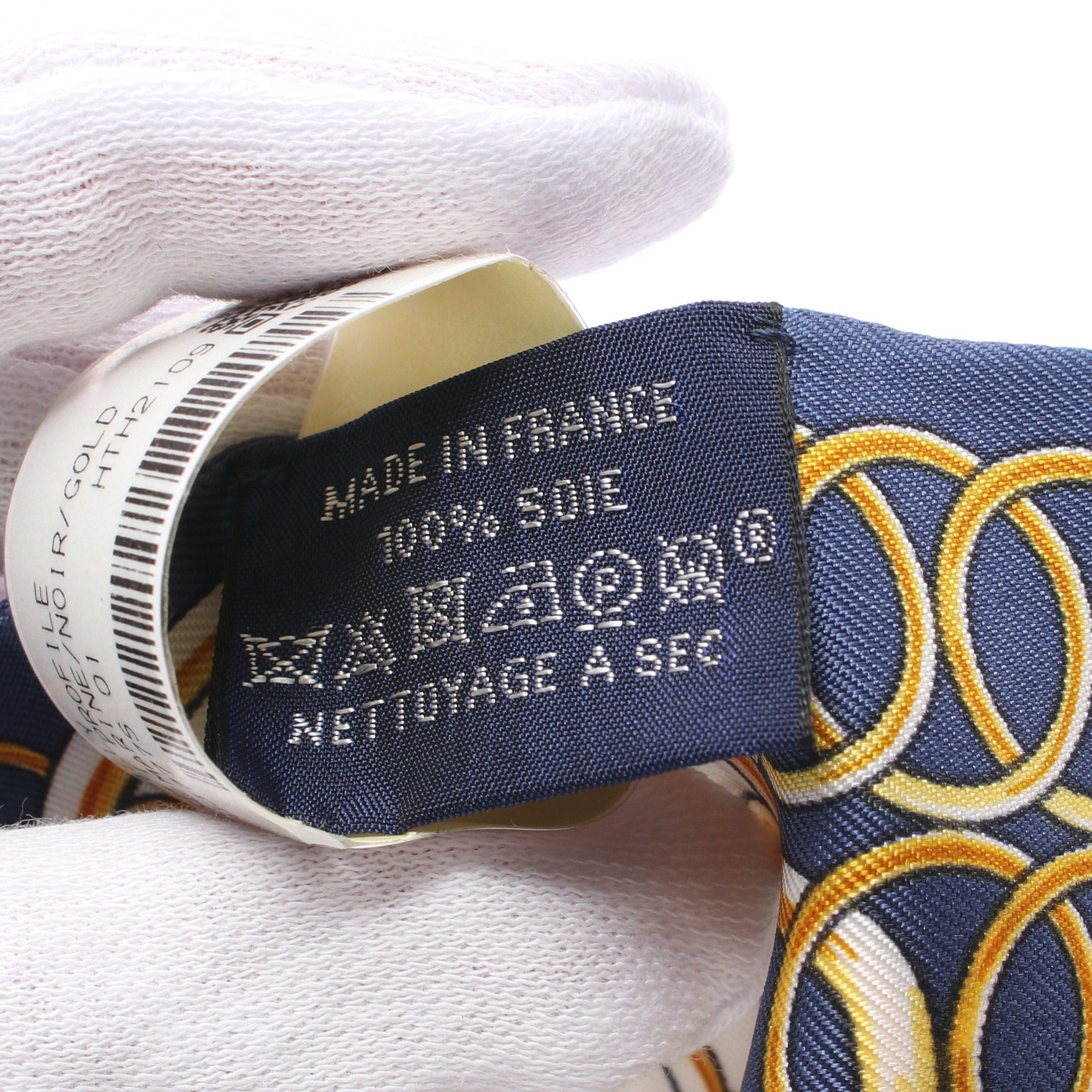 Hermes Hermes Twilly Lift Profile Ribbon Scarf Silk Dark Blue Multicolor Size ONE SIZE - 3 Thumbnail