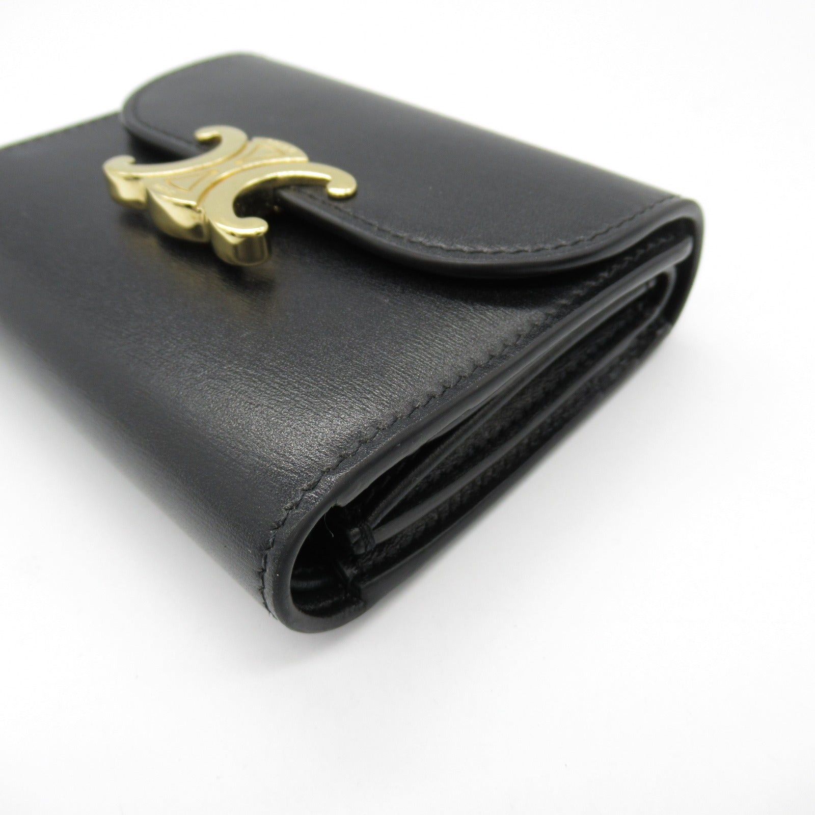 Celine Celine Triomphe Trifold Wallet Leather Black Size ONE SIZE - 9 Thumbnail