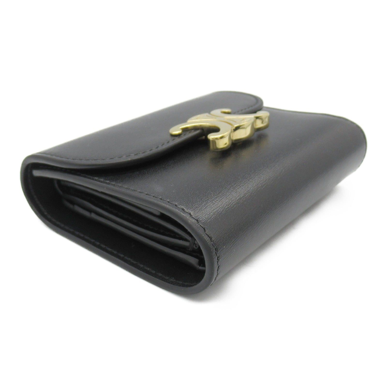 Celine Celine Triomphe Trifold Wallet Leather Black Size ONE SIZE - 3 Thumbnail