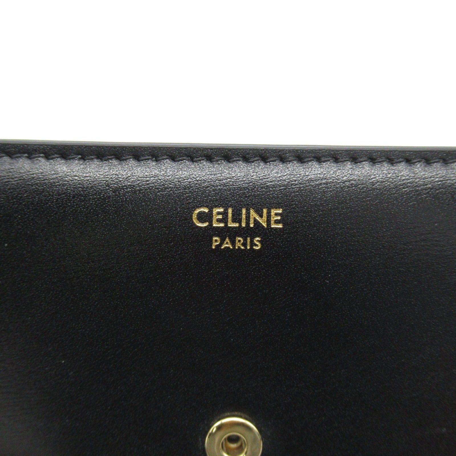 Celine Celine Triomphe Trifold Wallet Leather Black Size ONE SIZE - 7 Thumbnail