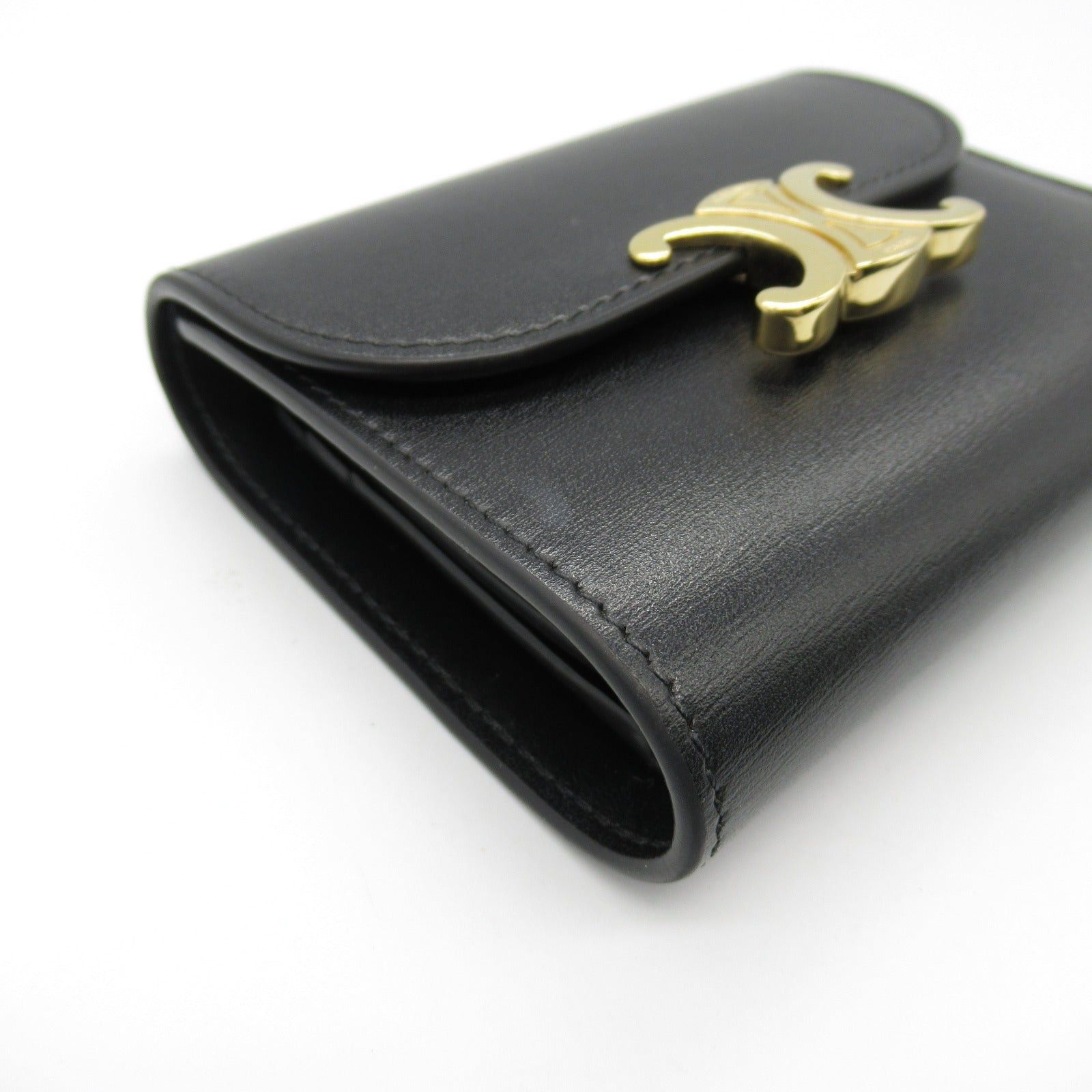 Celine Celine Triomphe Trifold Wallet Leather Black Size ONE SIZE - 10 Thumbnail