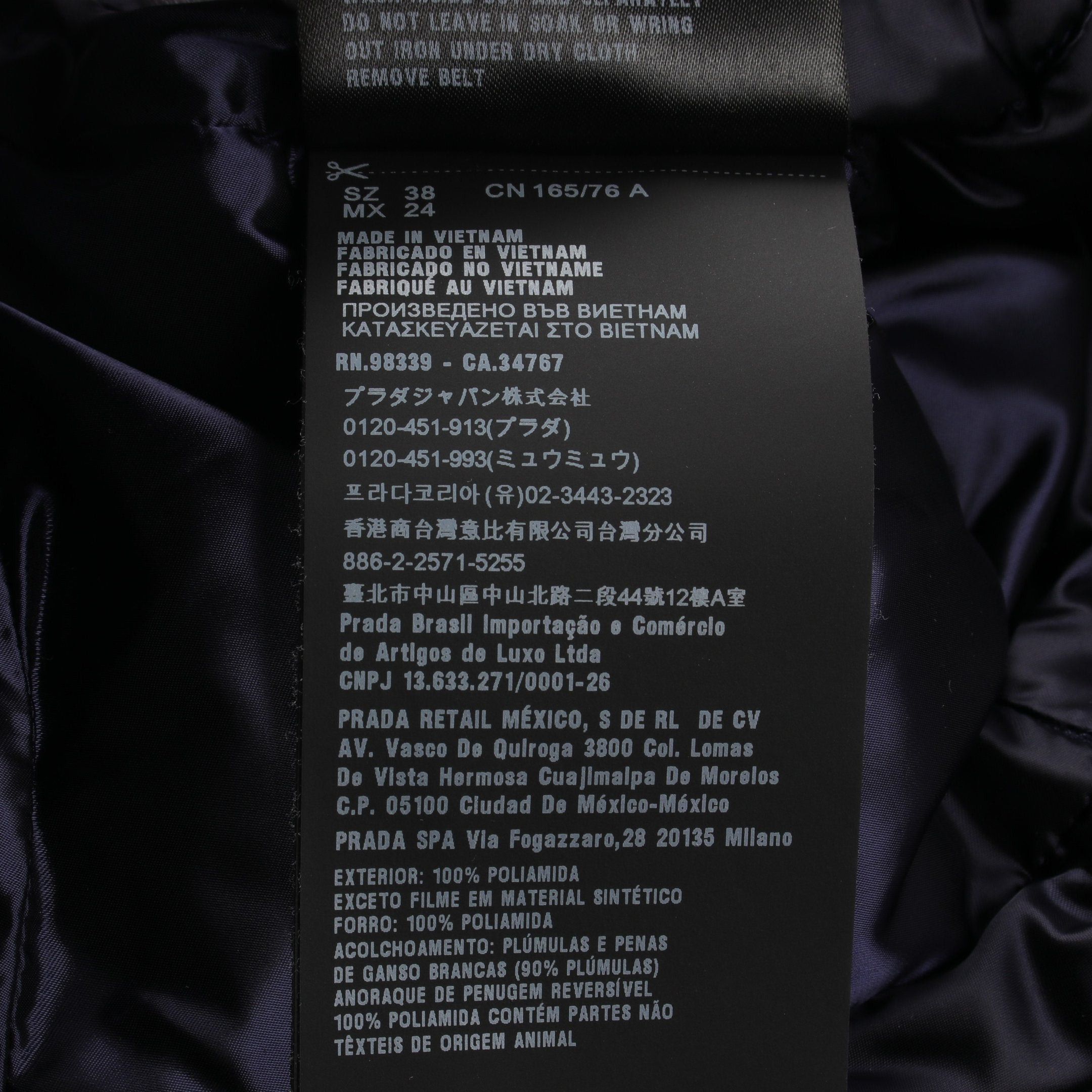 Prada Prada Down Coat Nylon Navy Size ONE SIZE - 4 Thumbnail