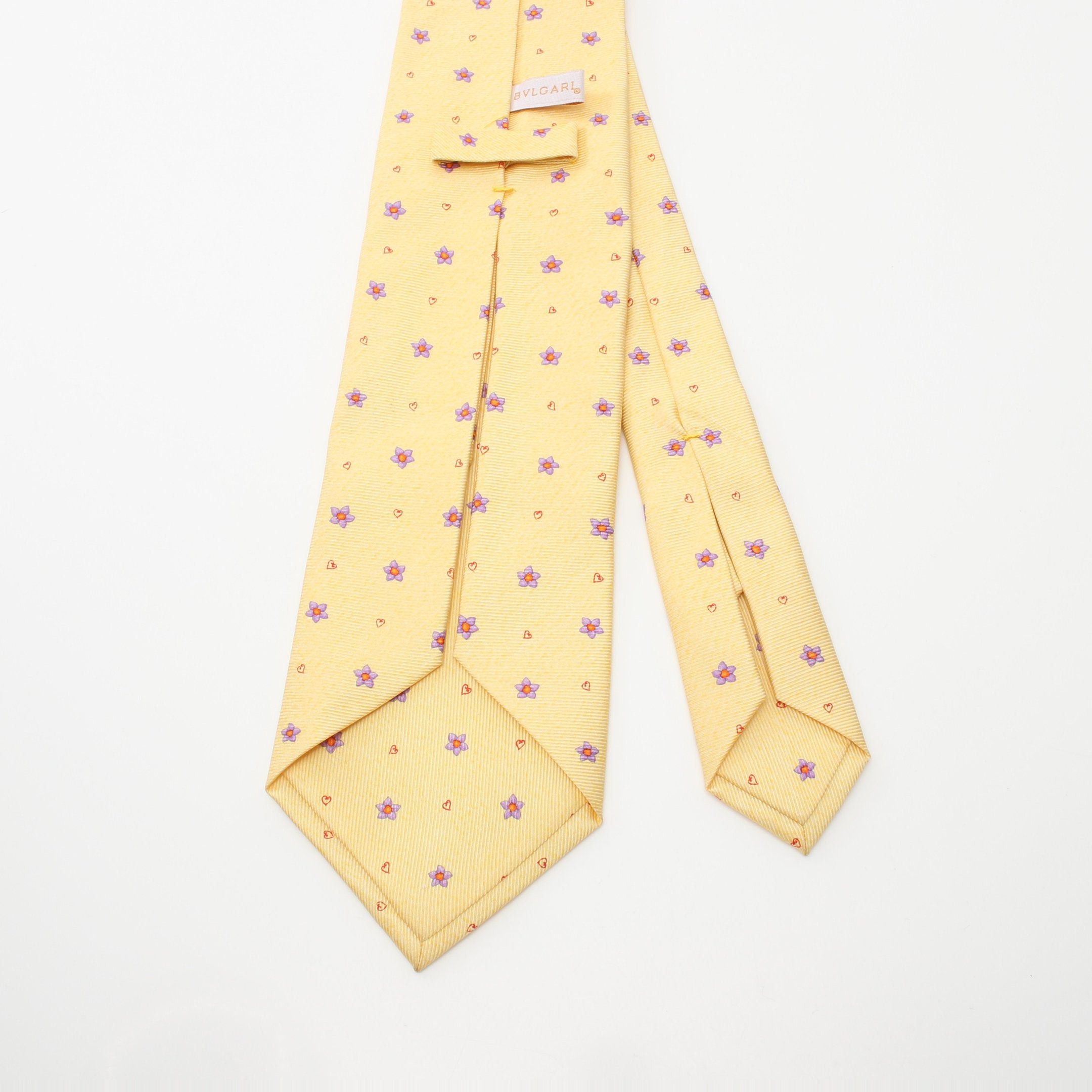 Bvlgari Bvlgari Tie Floral Pattern Heart Silk Yellow Multicolor Size ONE SIZE - 3 Thumbnail