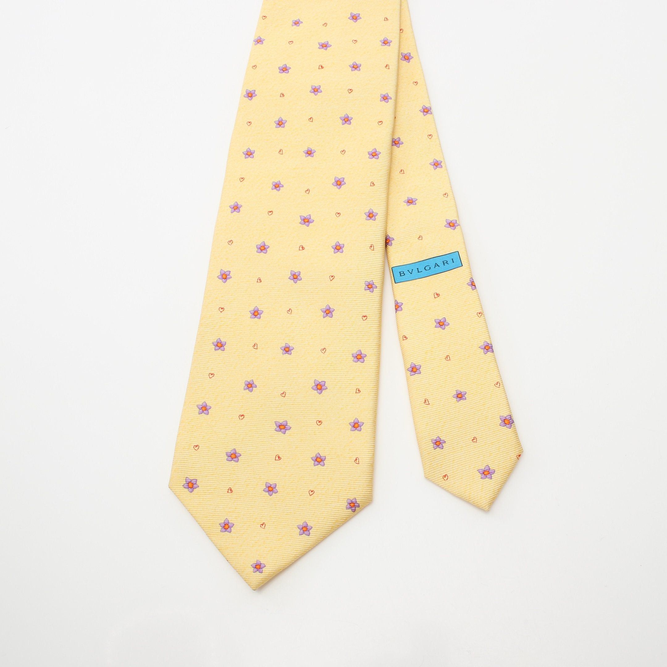 Bvlgari Bvlgari Tie Floral Pattern Heart Silk Yellow Multicolor Size ONE SIZE - 2 Thumbnail
