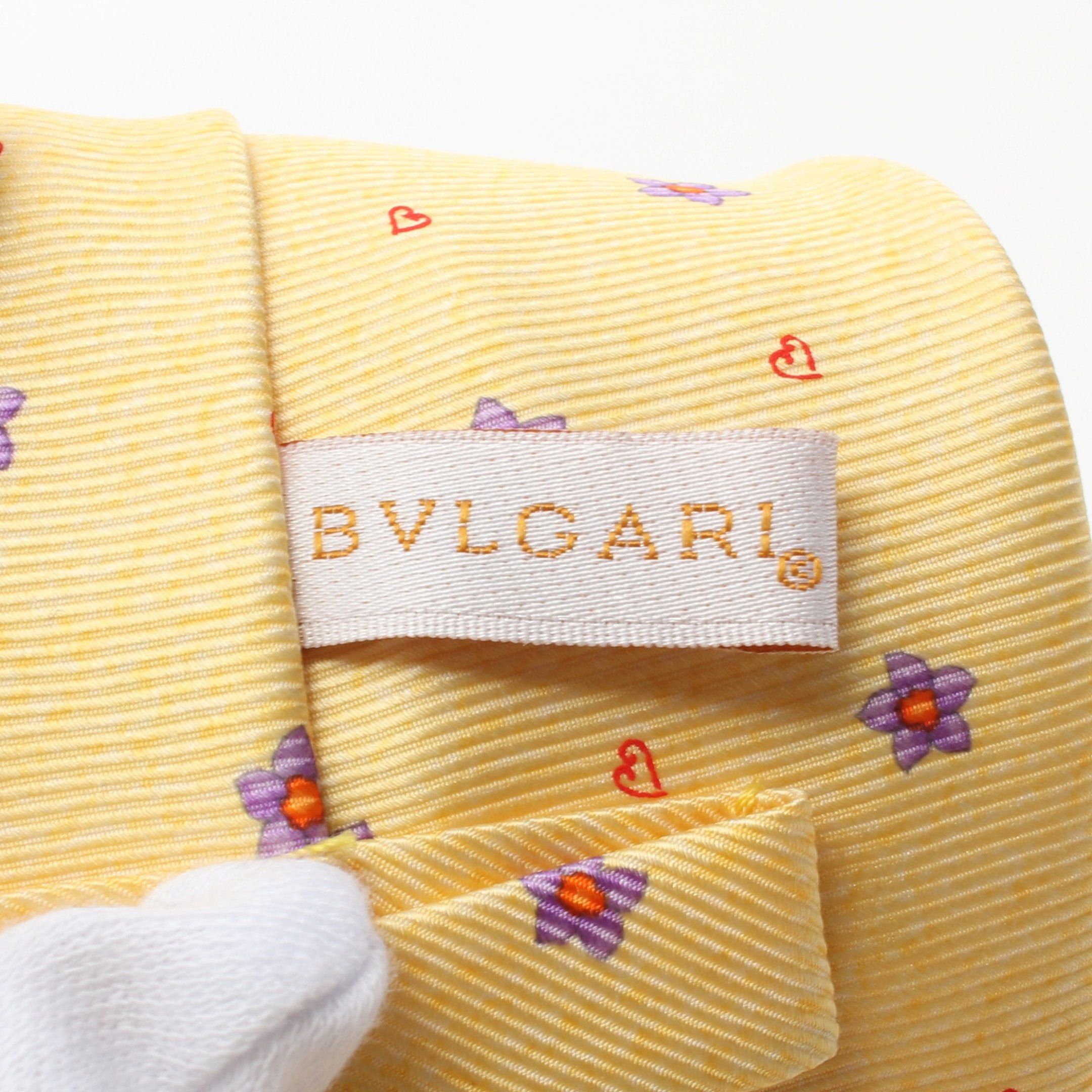 Bvlgari Bvlgari Tie Floral Pattern Heart Silk Yellow Multicolor Size ONE SIZE - 4 Thumbnail