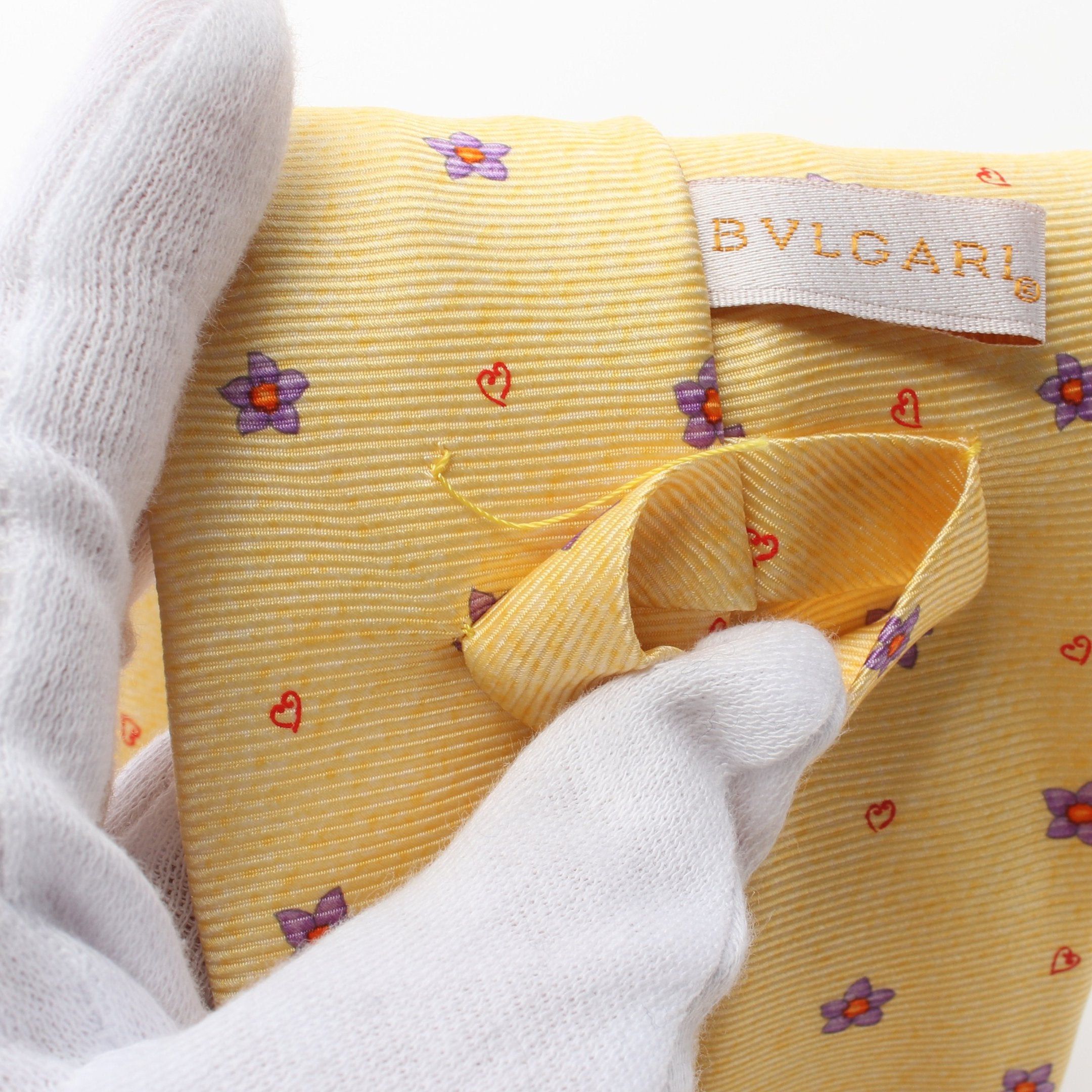 Bvlgari Bvlgari Tie Floral Pattern Heart Silk Yellow Multicolor Size ONE SIZE - 6 Thumbnail