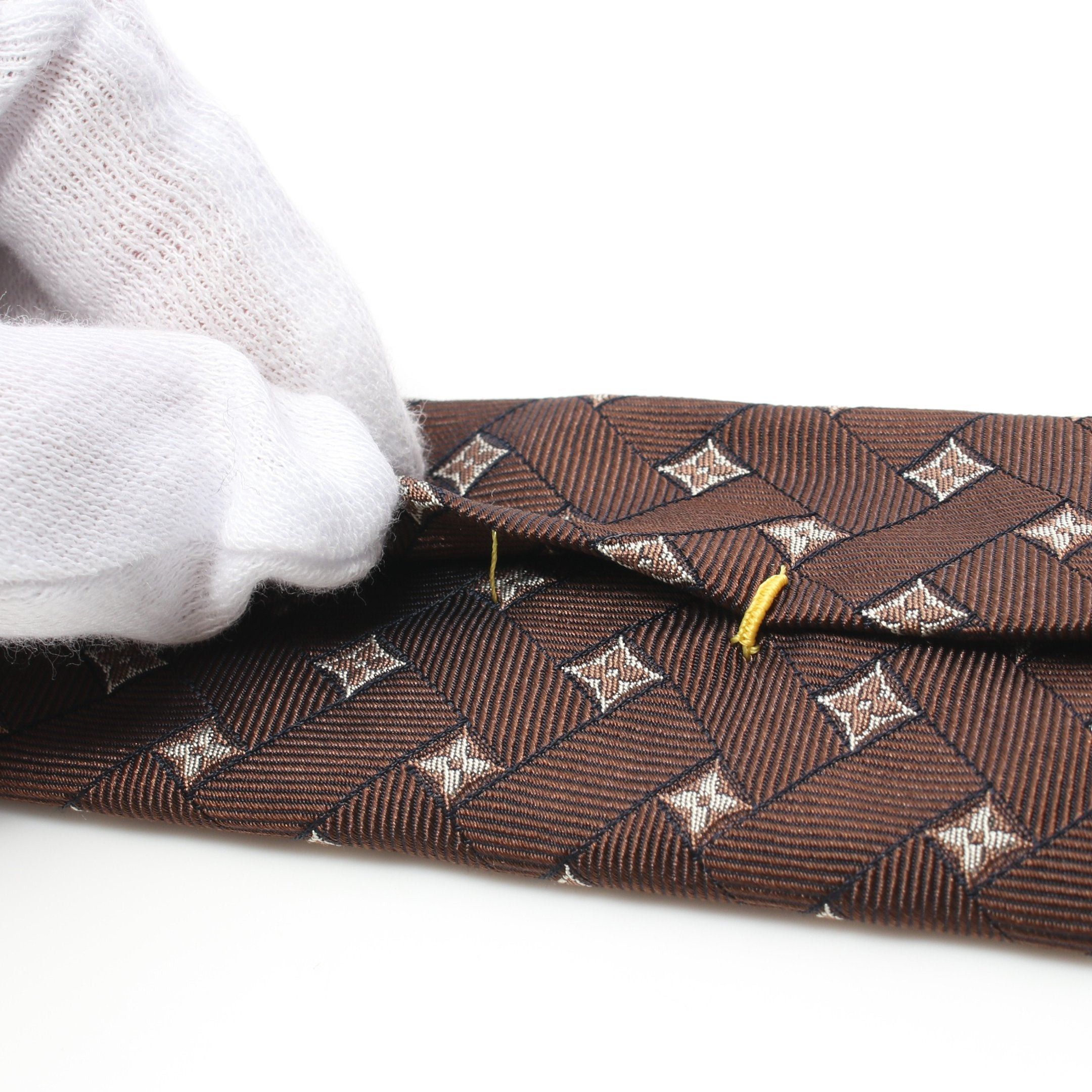 Louis Vuitton Louis Vuitton Tie Silk Brown Size ONE SIZE - 10 Thumbnail