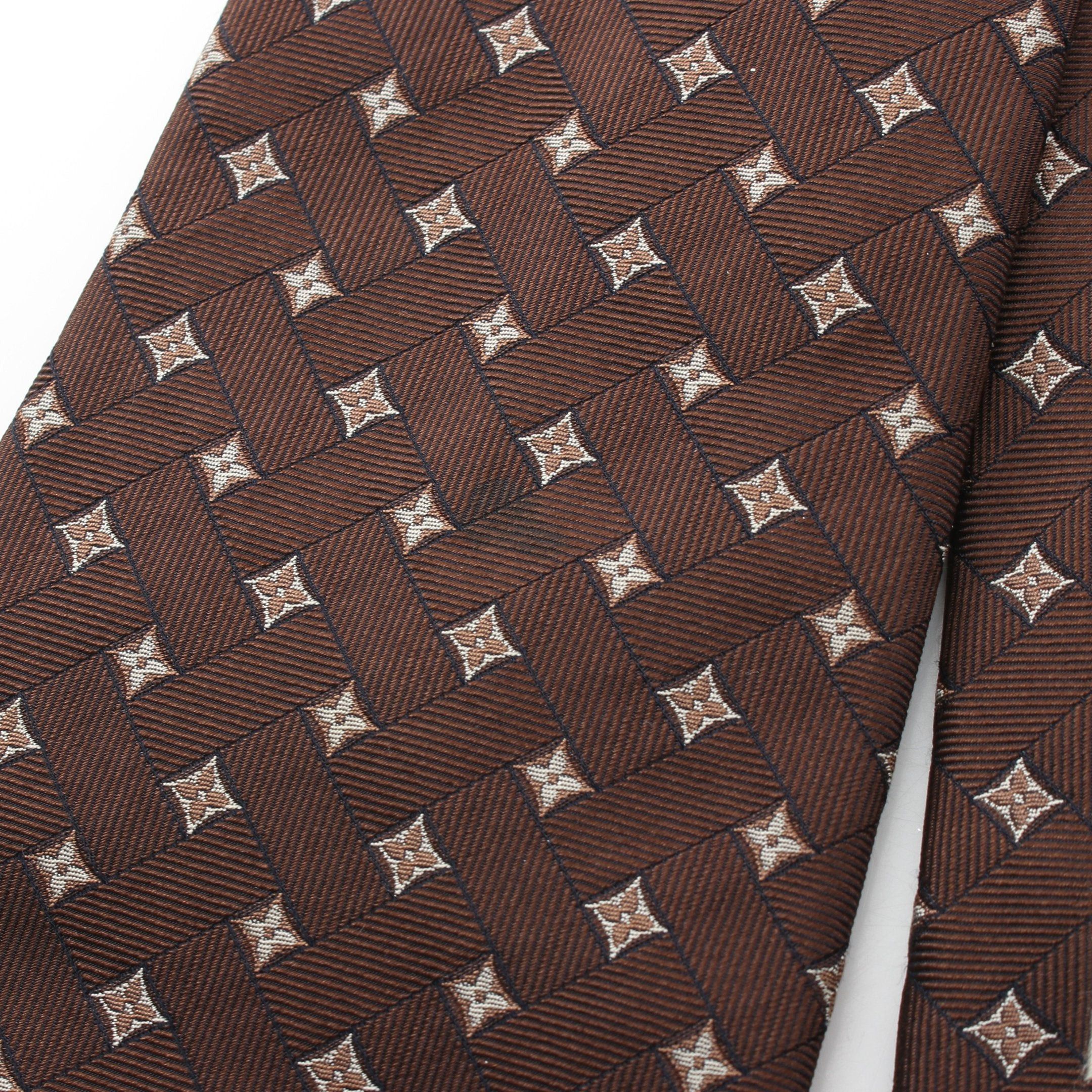 Louis Vuitton Louis Vuitton Tie Silk Brown Size ONE SIZE - 8 Thumbnail