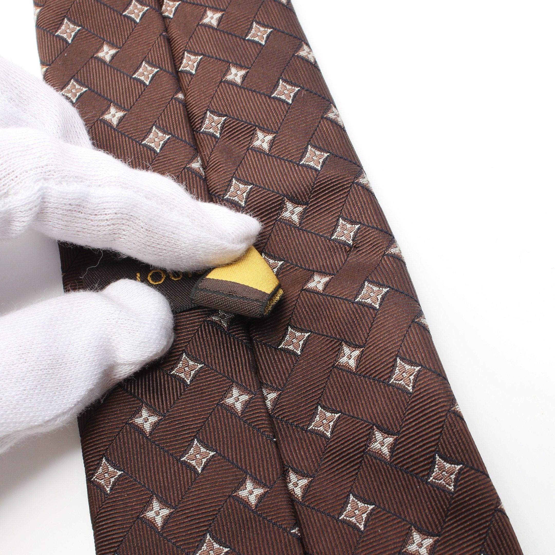 Louis Vuitton Louis Vuitton Tie Silk Brown Size ONE SIZE - 7 Thumbnail