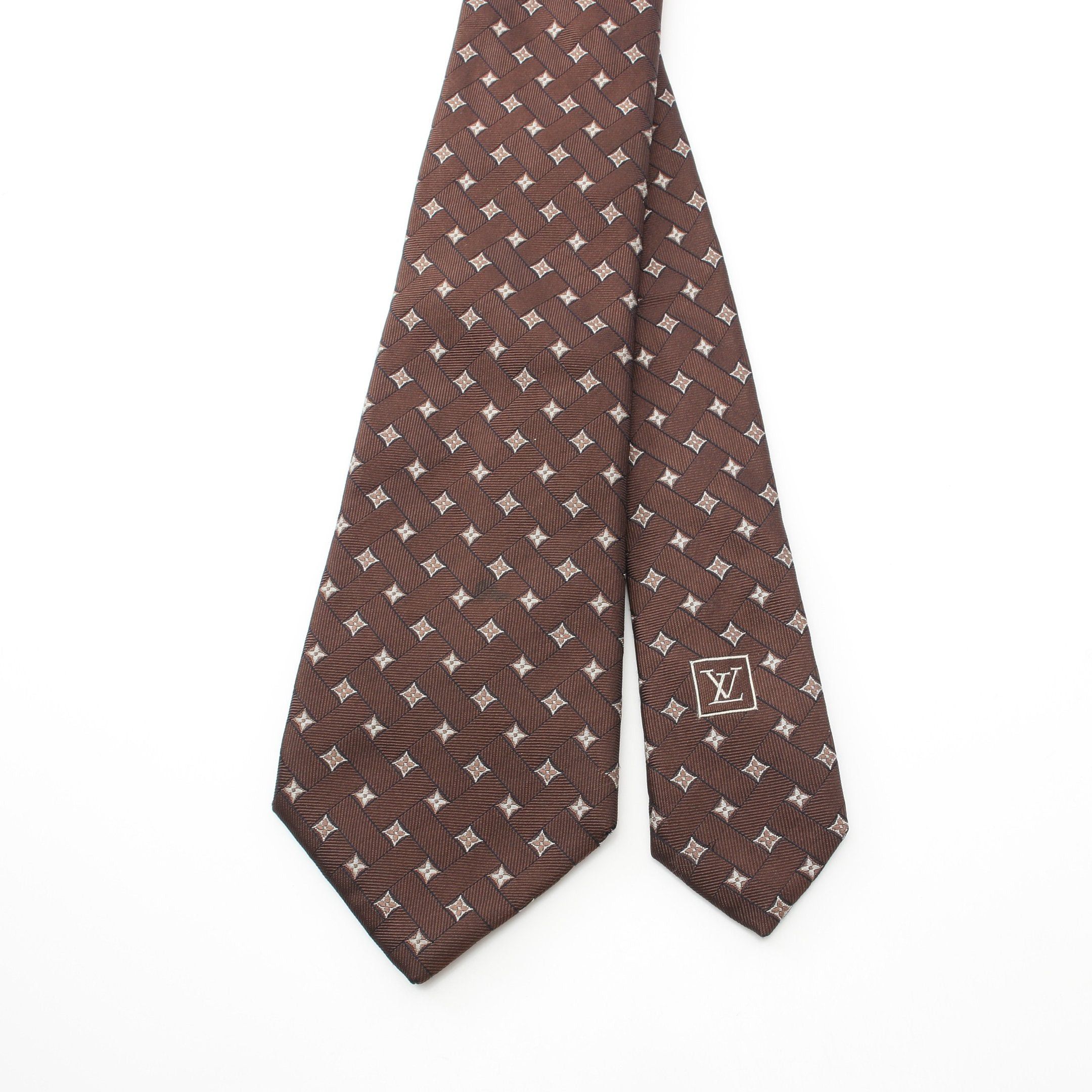 Louis Vuitton Louis Vuitton Tie Silk Brown Size ONE SIZE - 2 Thumbnail
