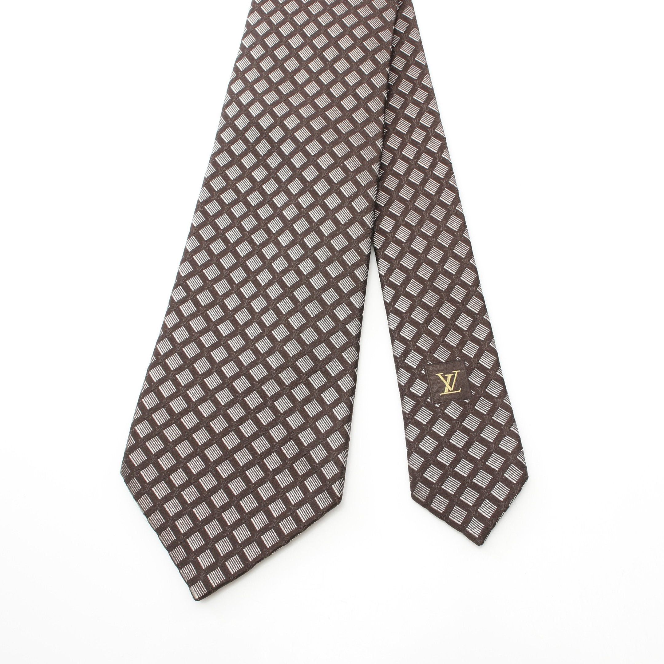 Louis Vuitton Louis Vuitton Tie Silk Brown Size ONE SIZE - 2 Thumbnail