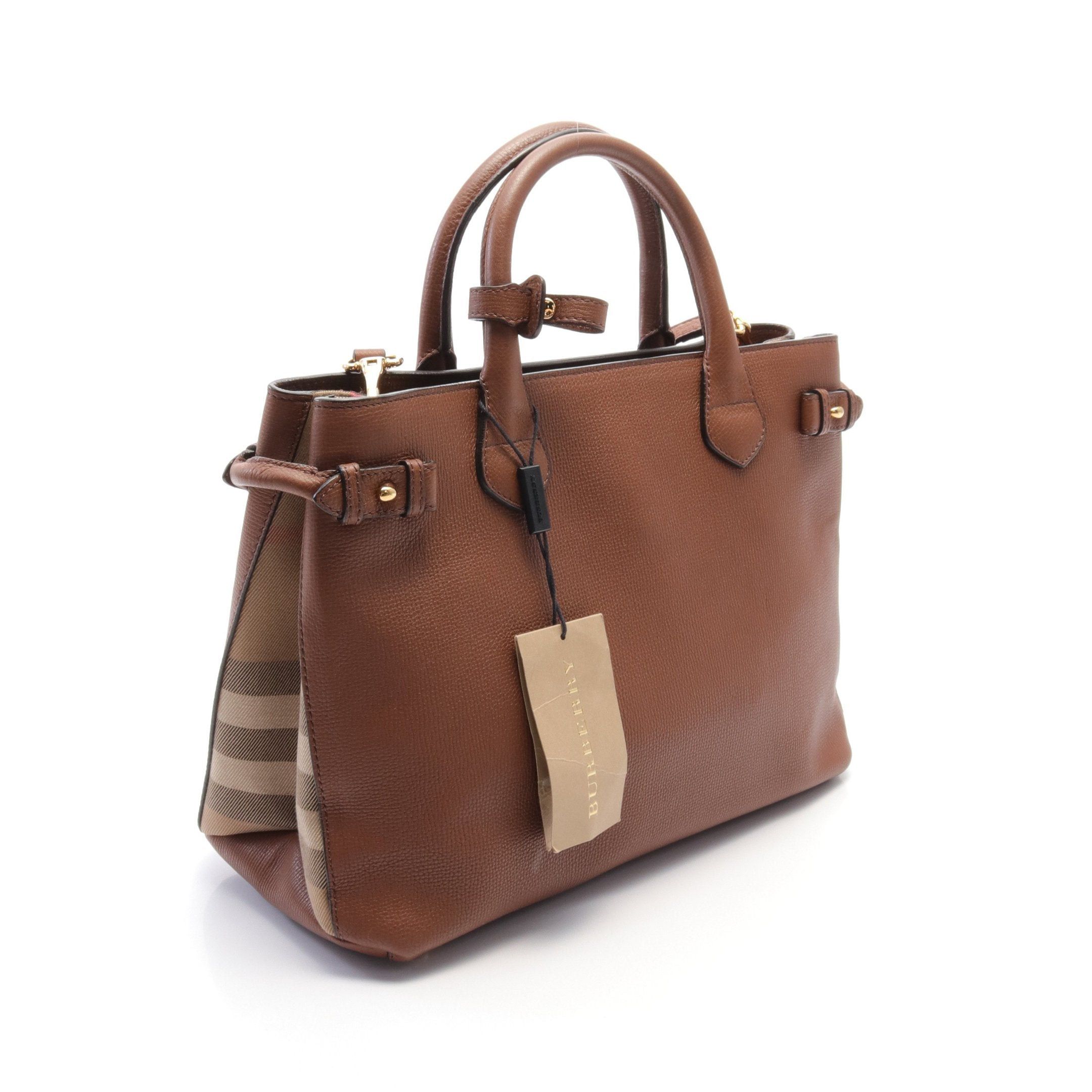 Burberry Burberry Handbag Check Leather Brown Size ONE SIZE - 2 Thumbnail