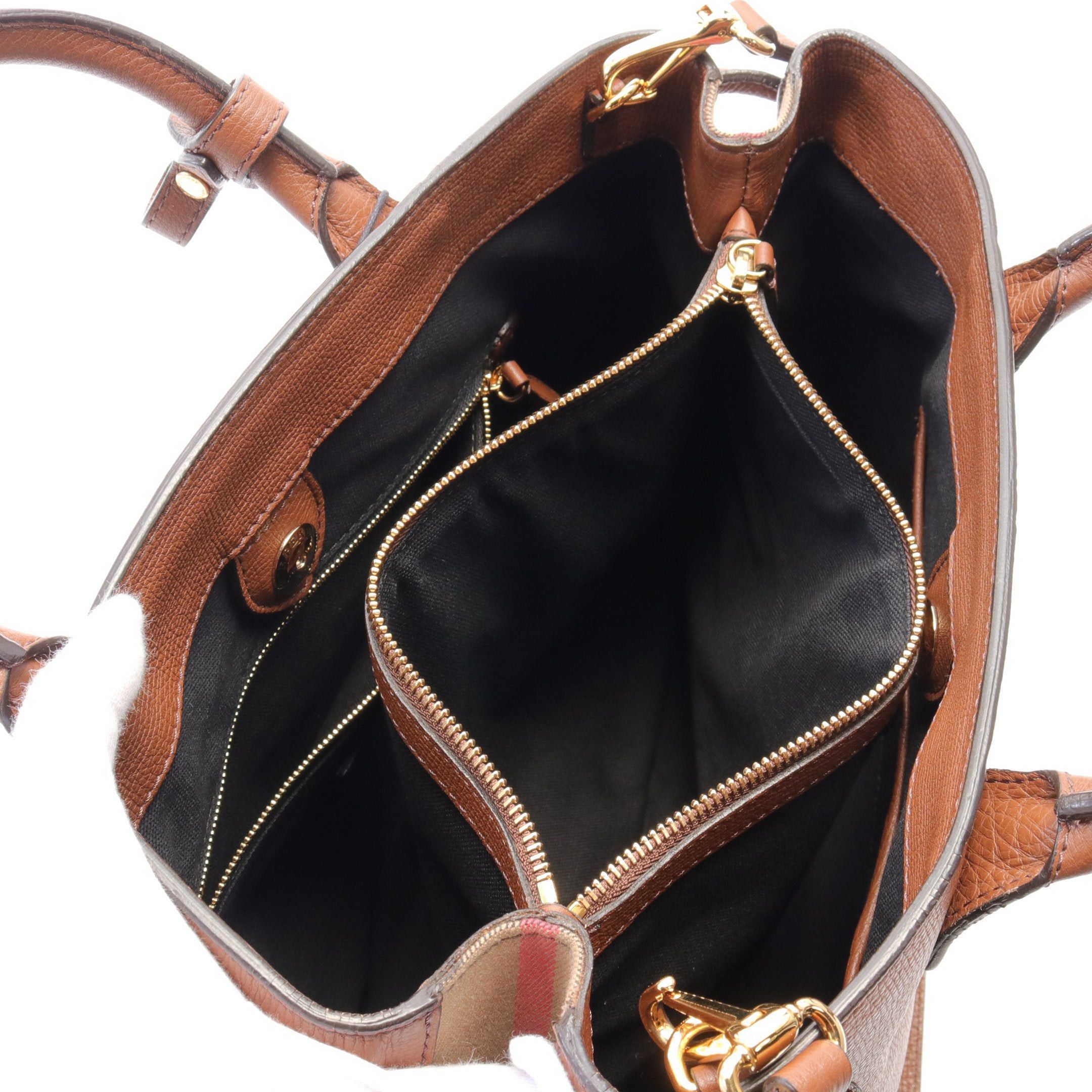 Burberry Burberry Handbag Check Leather Brown Size ONE SIZE - 3 Thumbnail