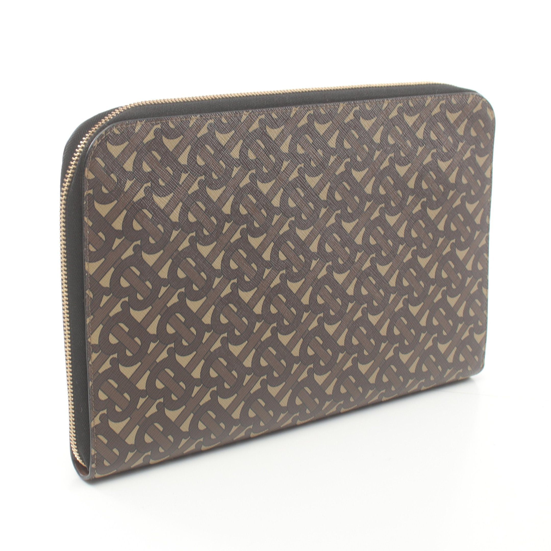Burberry Burberry Tb Monogram Clutch Bag Leather Beige Multicolor Size ONE SIZE - 2 Thumbnail