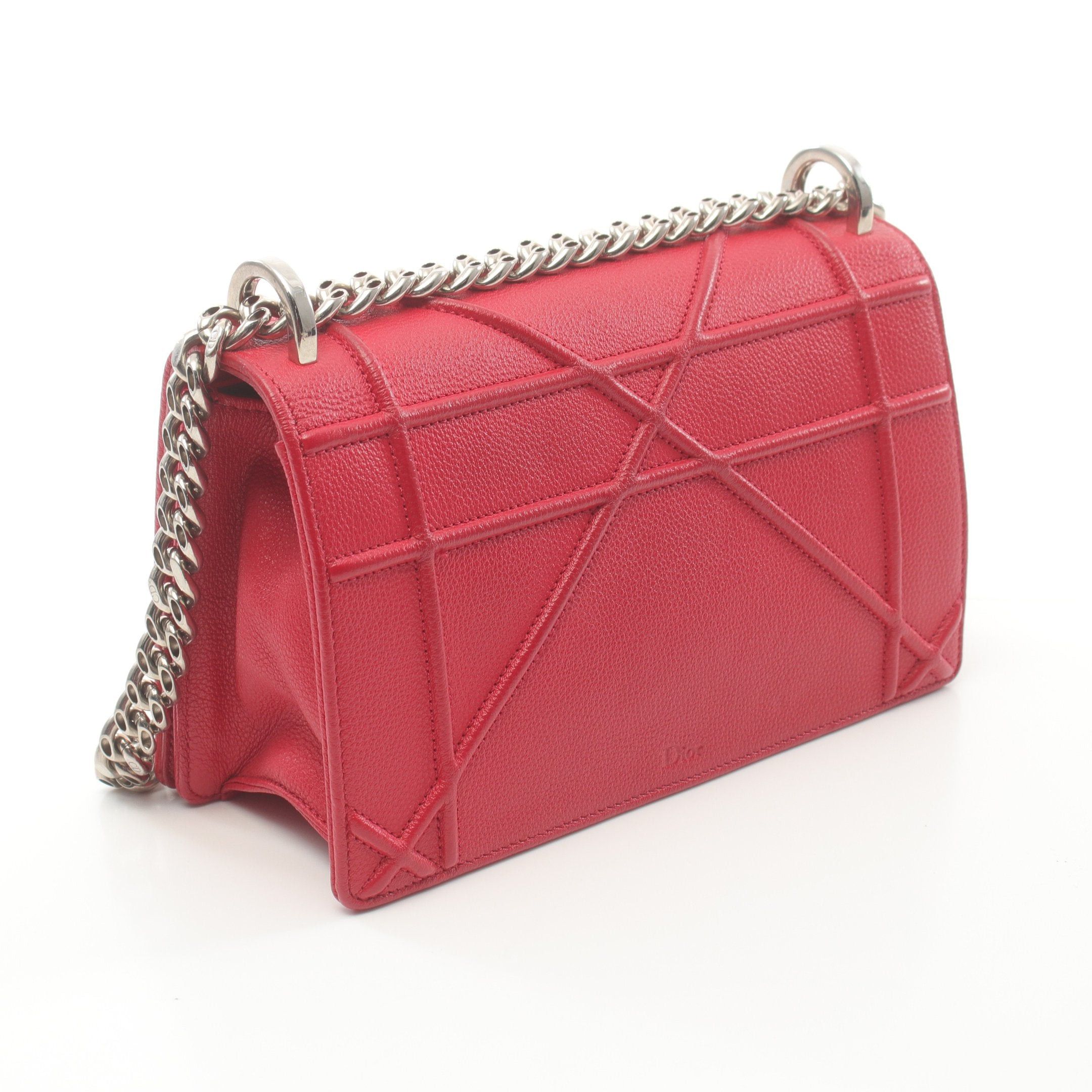 Dior Dior Diorama Chain Shoulder Bag Leather Red Size ONE SIZE - 2 Thumbnail