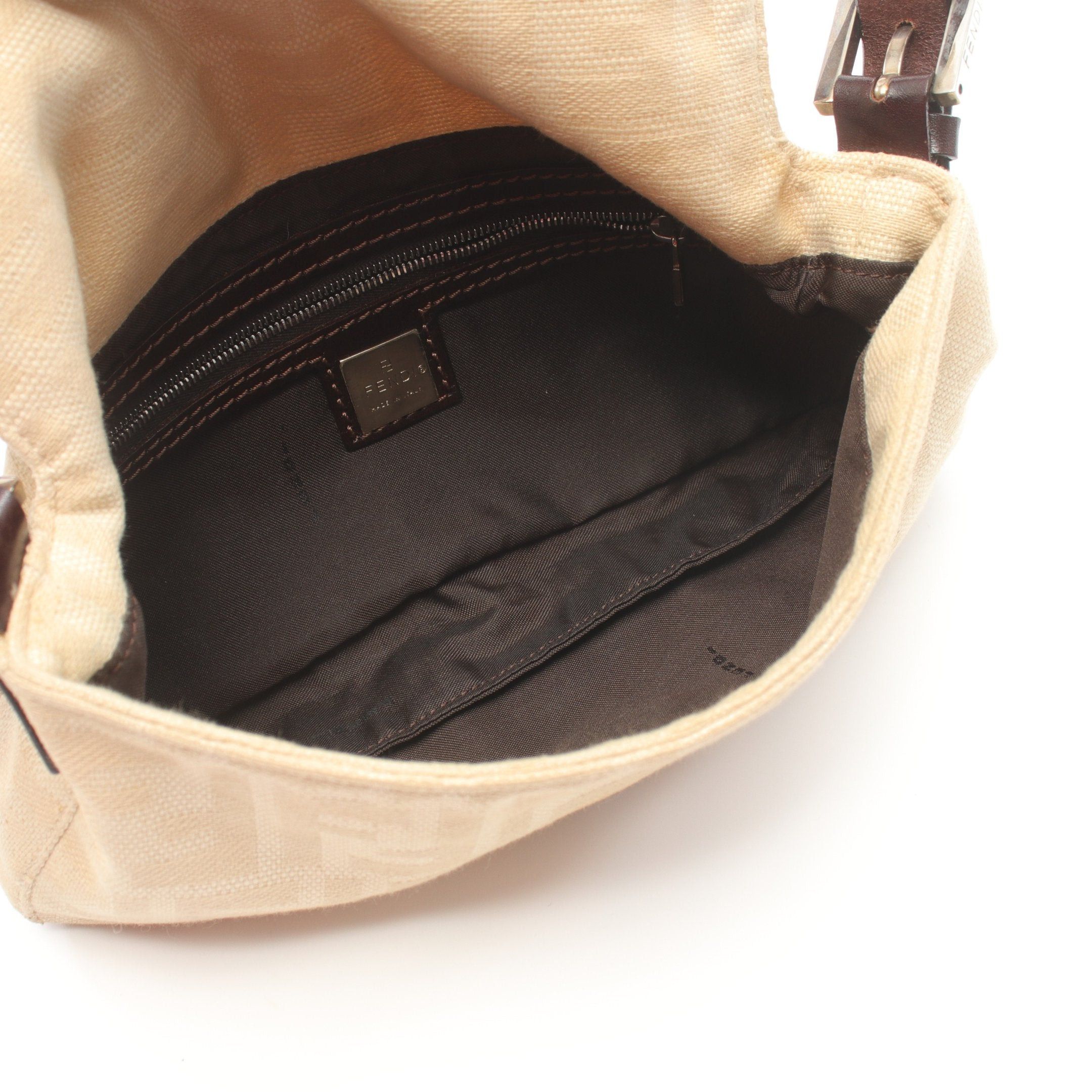 Fendi Fendi Mamma Bucket Handbag Canvas Leather Beige Dark Brown Size ONE SIZE - 3 Thumbnail