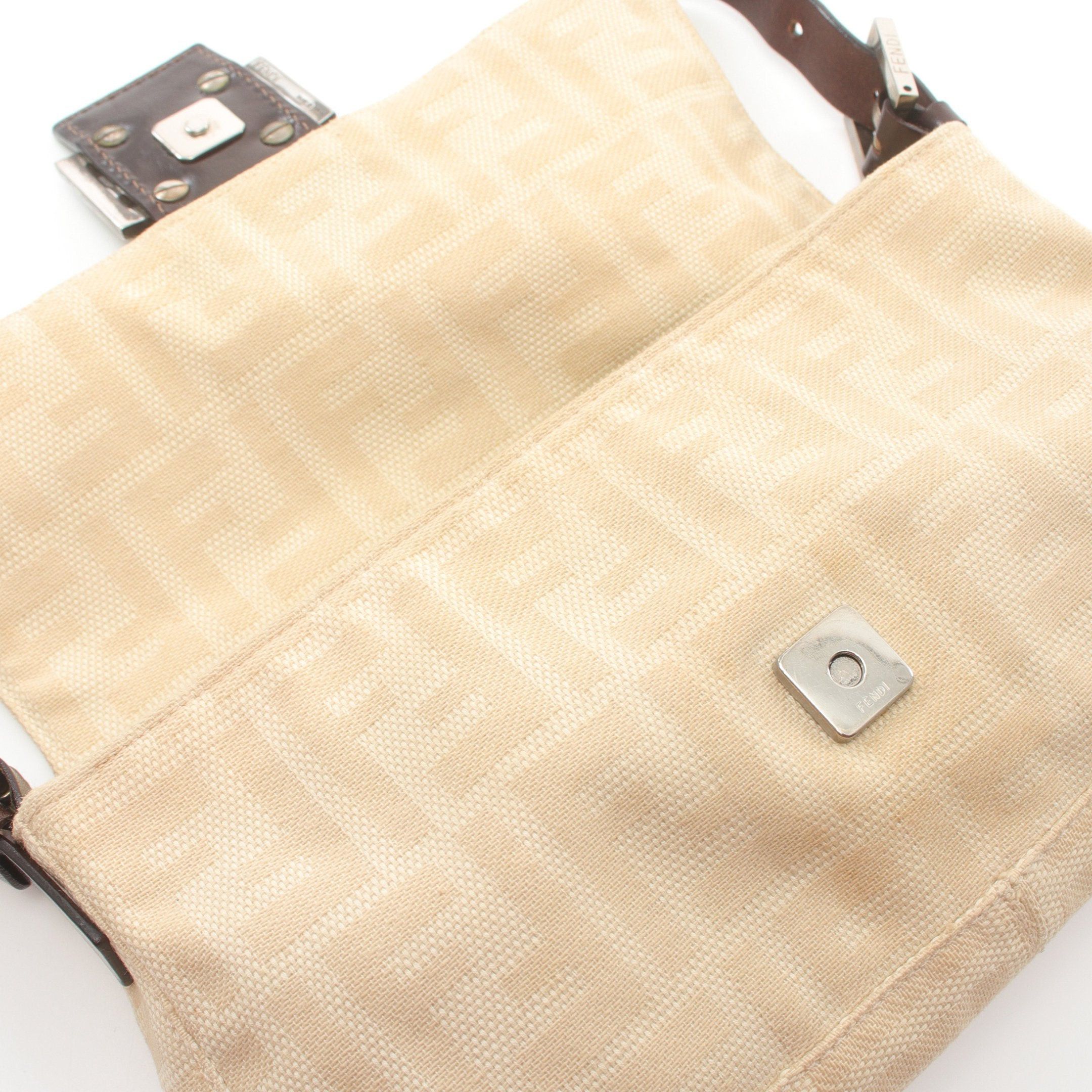 Fendi Fendi Mamma Bucket Handbag Canvas Leather Beige Dark Brown Size ONE SIZE - 5 Thumbnail