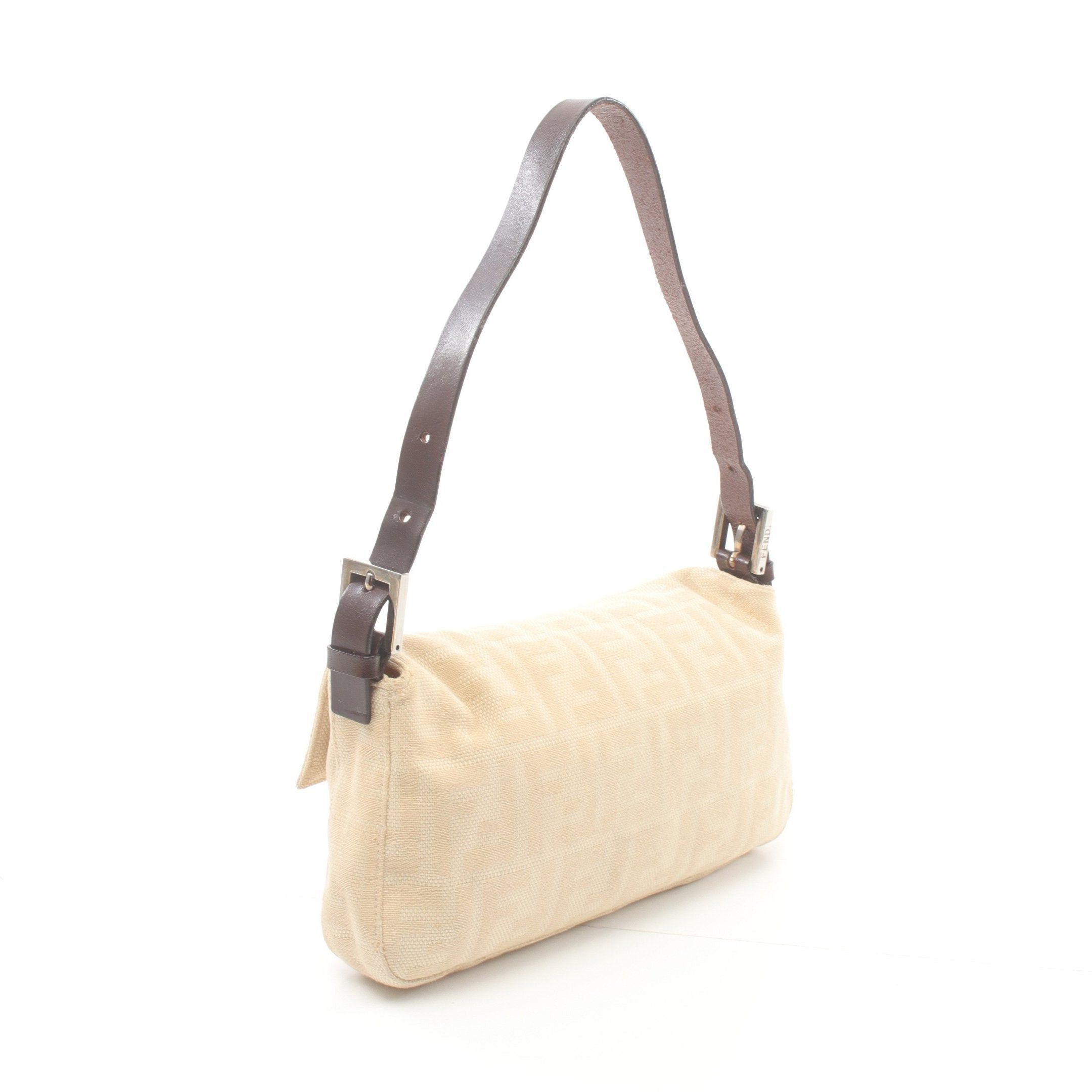 Fendi Fendi Mamma Bucket Handbag Canvas Leather Beige Dark Brown Size ONE SIZE - 2 Thumbnail