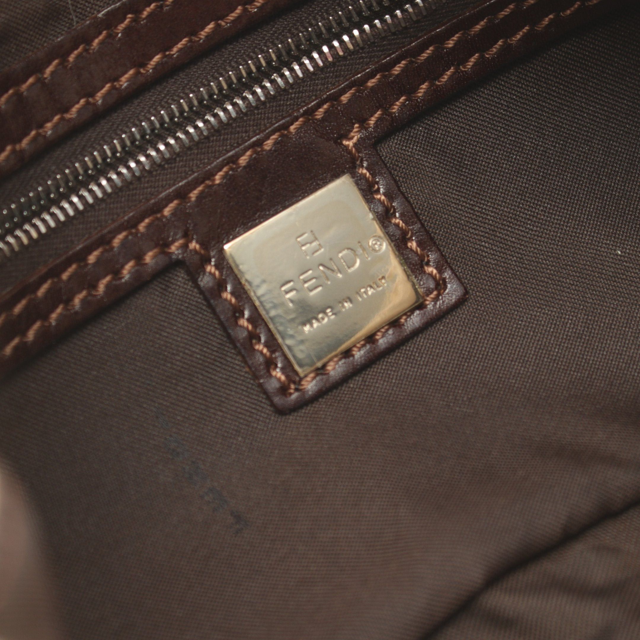 Fendi Fendi Mamma Bucket Handbag Canvas Leather Beige Dark Brown Size ONE SIZE - 4 Thumbnail