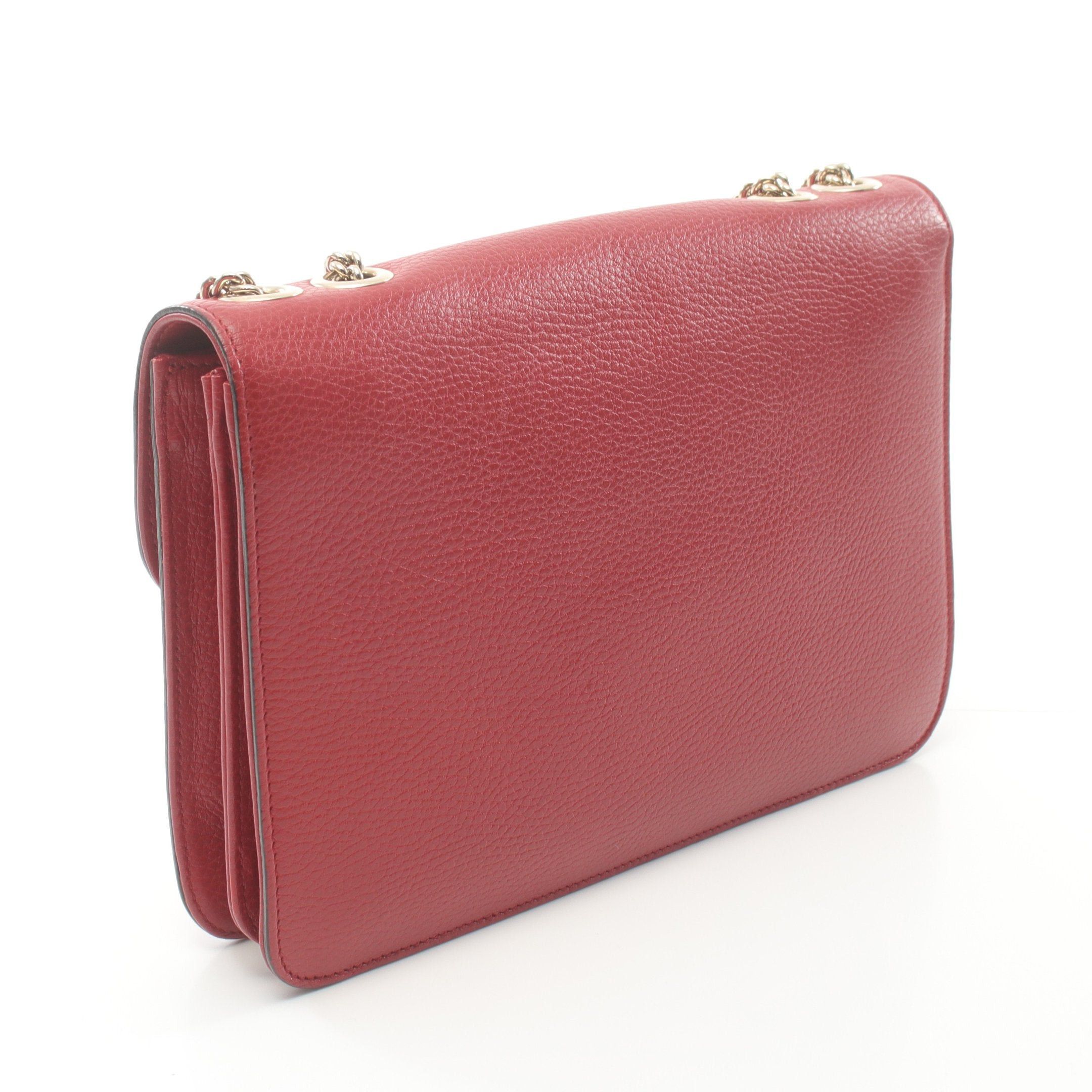 Gucci Gucci Interlocking G Chain Shoulder Bag Leather Red Size ONE SIZE - 2 Thumbnail