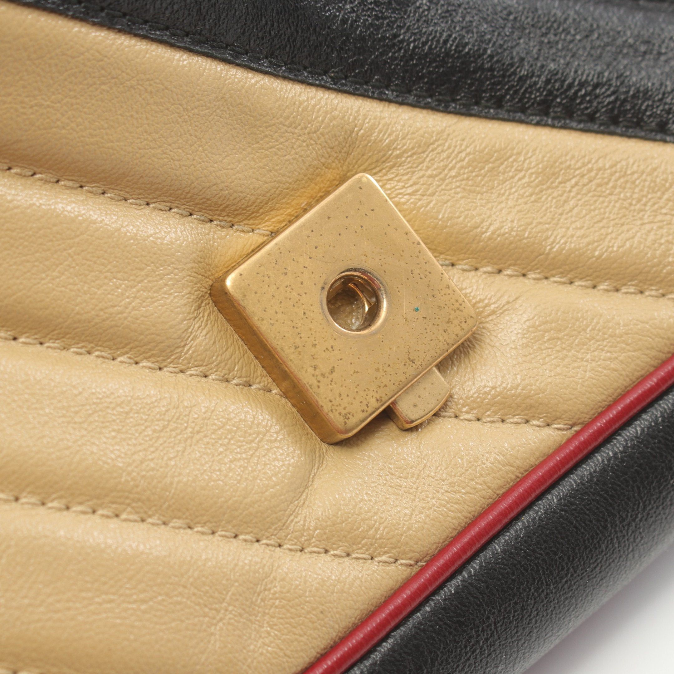 Gucci Gucci Gg Marmont Quilting Small Chain Shoulder Bag Leather Beige Black Red Size ONE SIZE - 5 Thumbnail