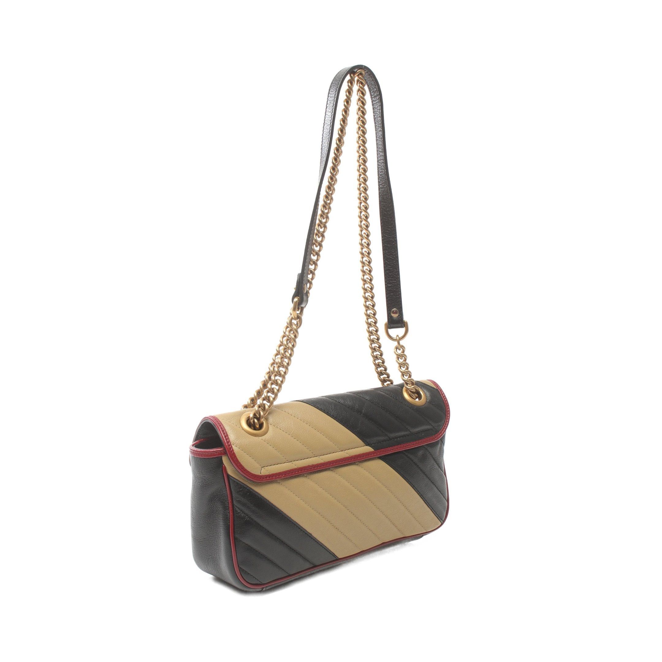 Gucci Gucci Gg Marmont Quilting Small Chain Shoulder Bag Leather Beige Black Red Size ONE SIZE - 2 Thumbnail