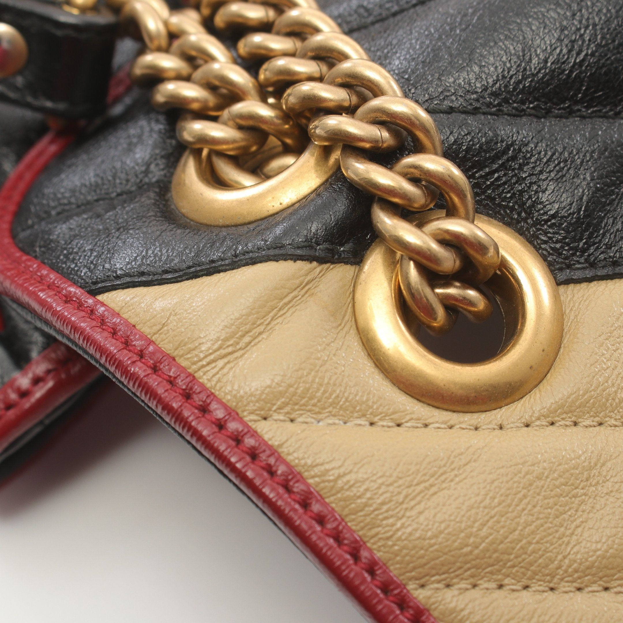 Gucci Gucci Gg Marmont Quilting Small Chain Shoulder Bag Leather Beige Black Red Size ONE SIZE - 6 Thumbnail