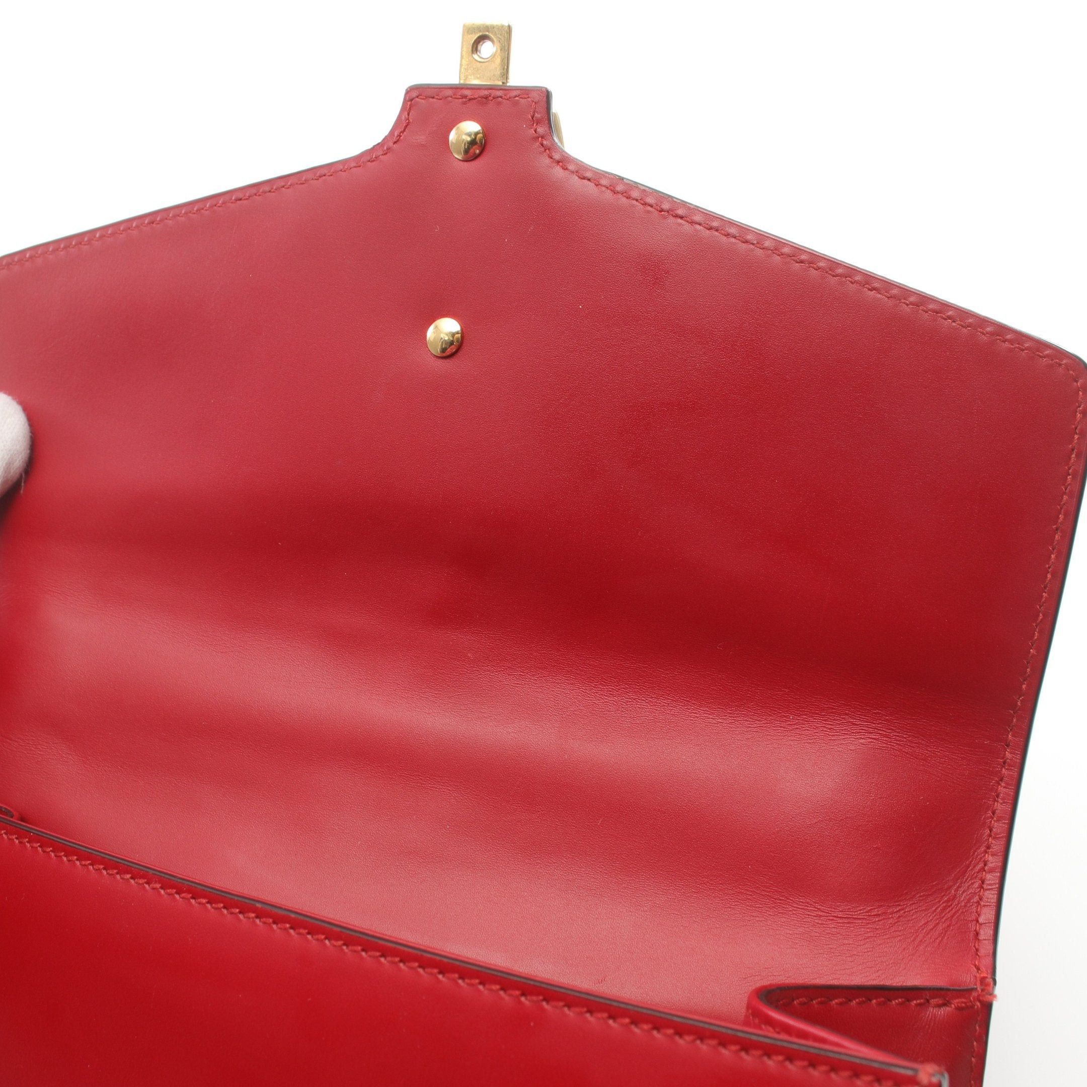 Gucci Gucci Sylvie Small Web Line Shoulder Bag Leather Red Navy Size ONE SIZE - 8 Thumbnail