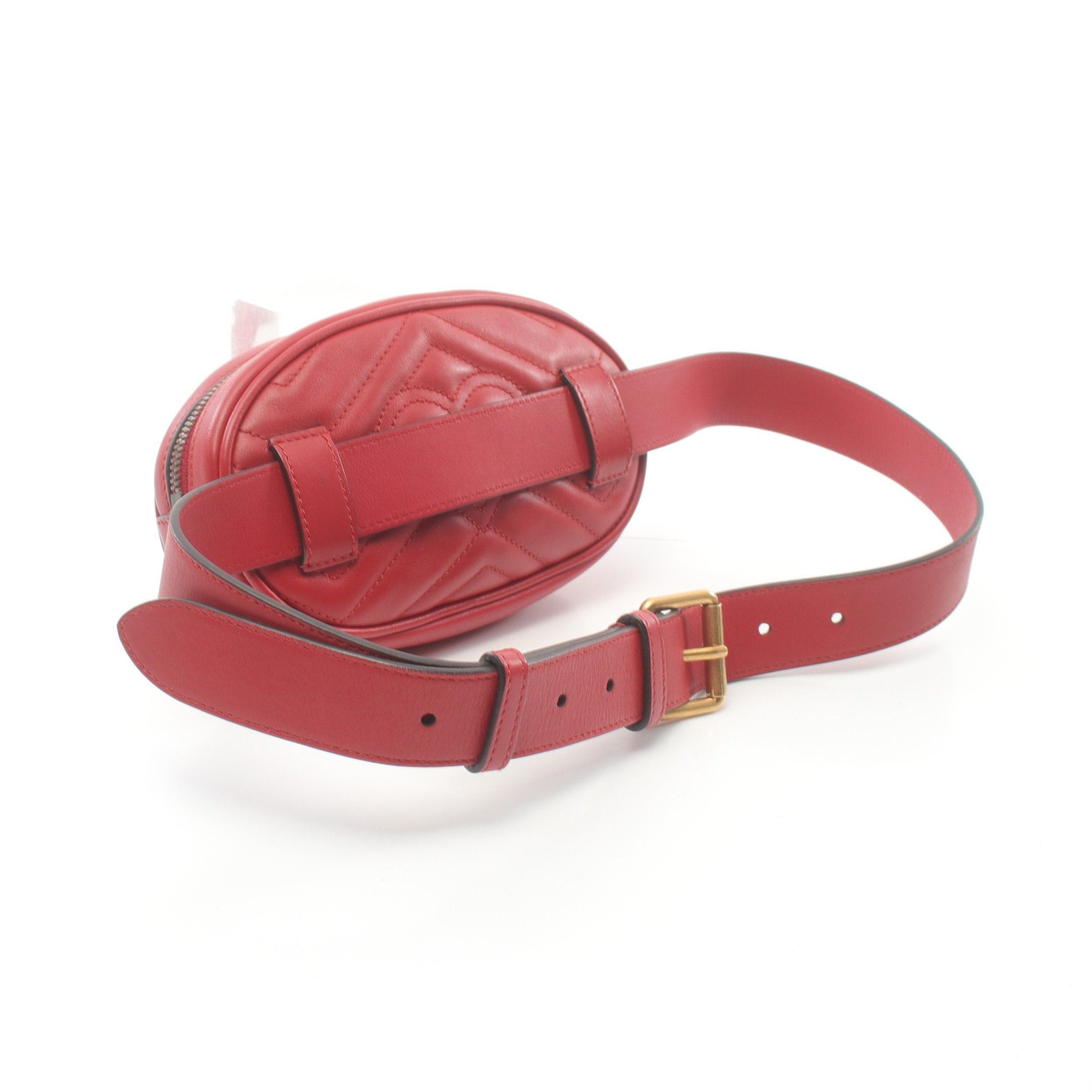 Gucci Gucci Gg Marmont Waist Bag Body Leather Red Size ONE SIZE - 2 Thumbnail