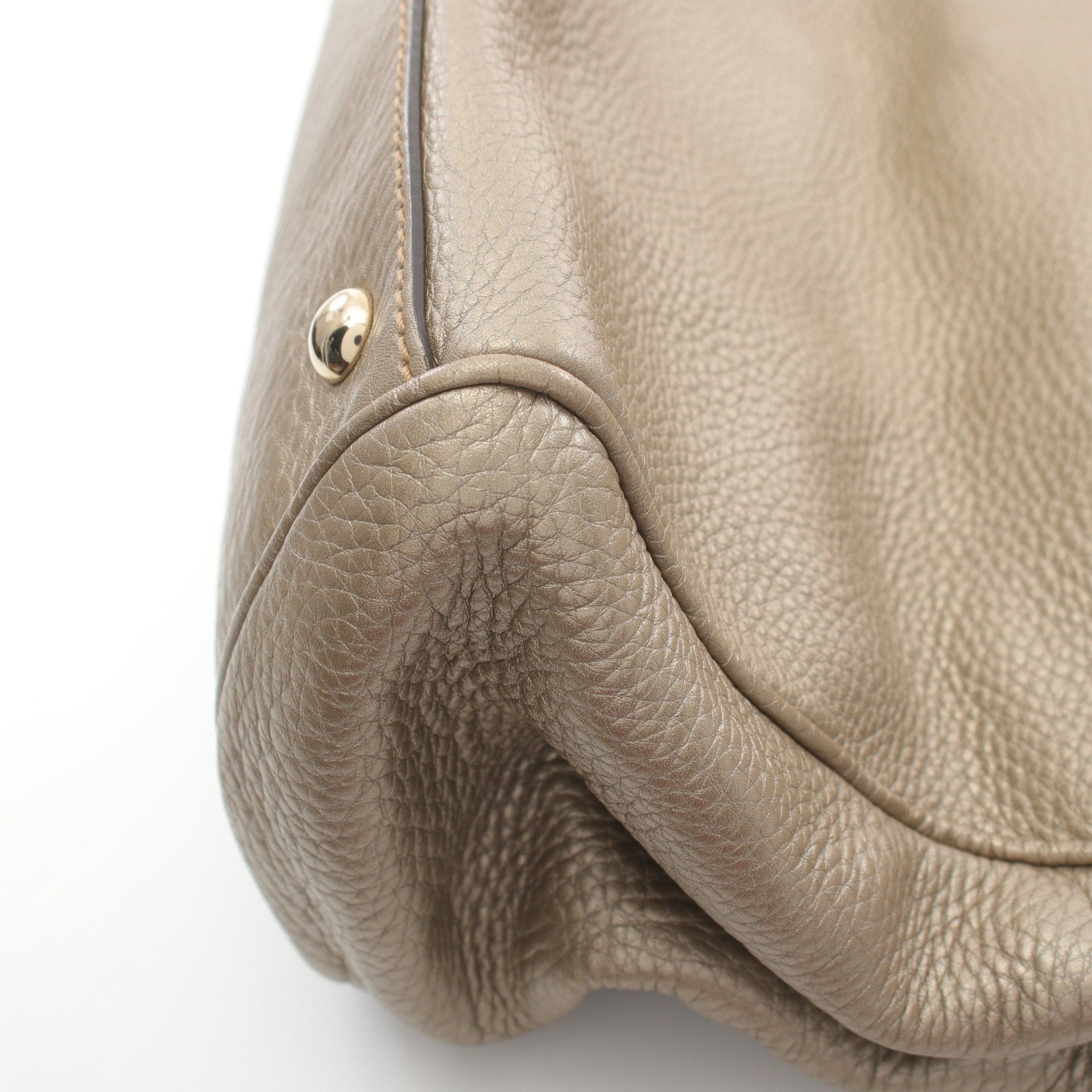 Gucci Gucci Bamboo Shopper Medium Handbag Tote Bag Leather Champagne Gold Size ONE SIZE - 6 Thumbnail