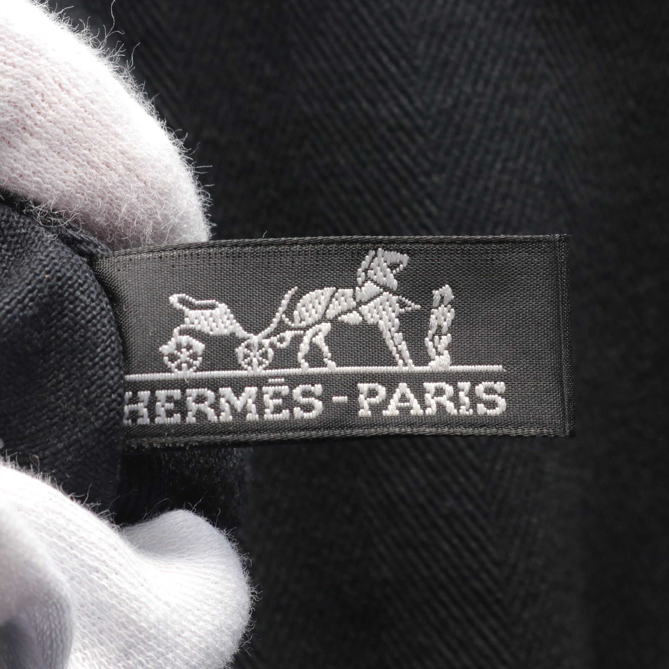 Hermes Hermes Valparaiso Mm Handbag Tote Bag Toile Chevron Leather Black Silver Hardware Size ONE SIZE - 4 Thumbnail